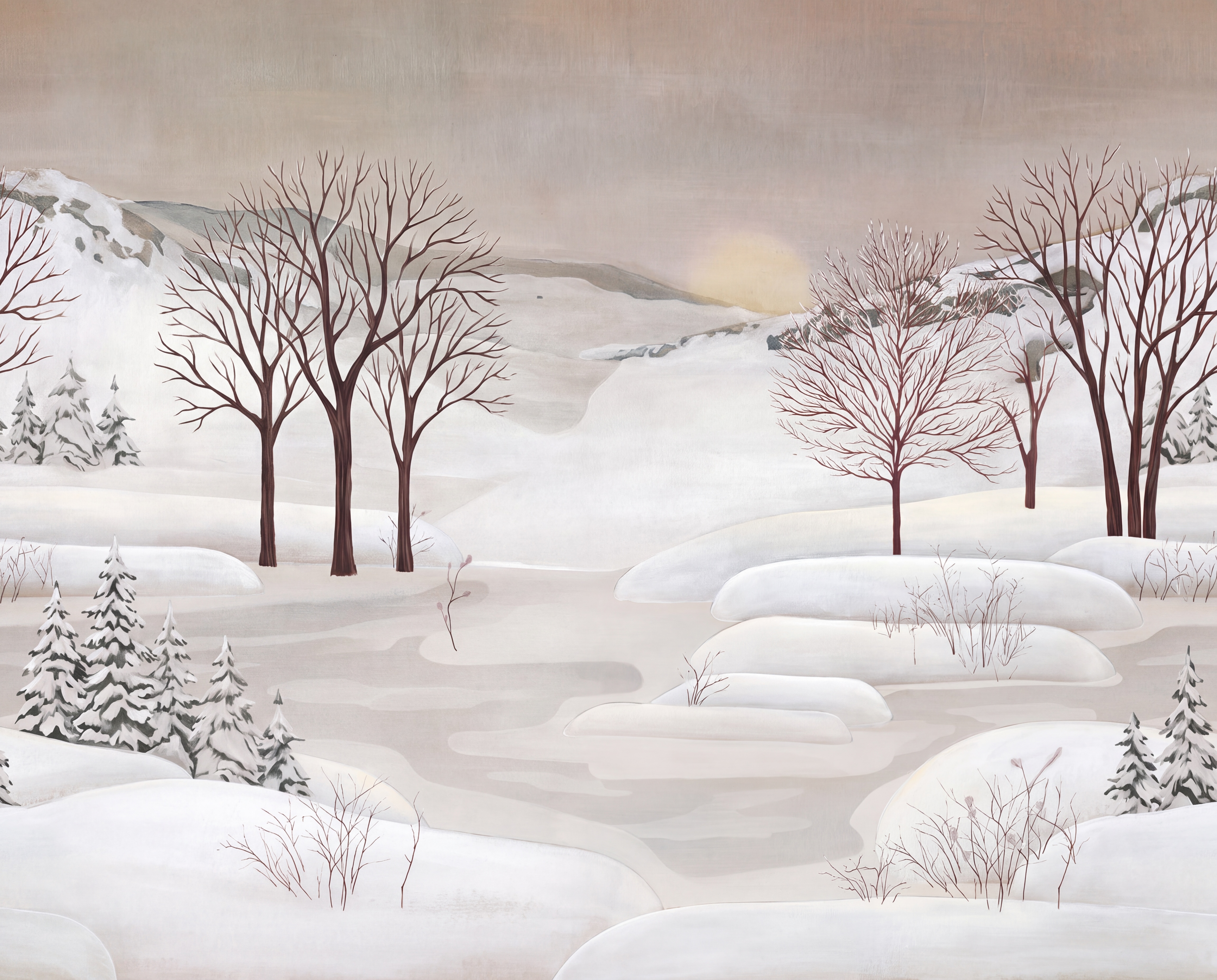 White Pattern Decorative Wallpaper Mural Accent-wall-wallpaper-murals, Peel-and-stick Finish