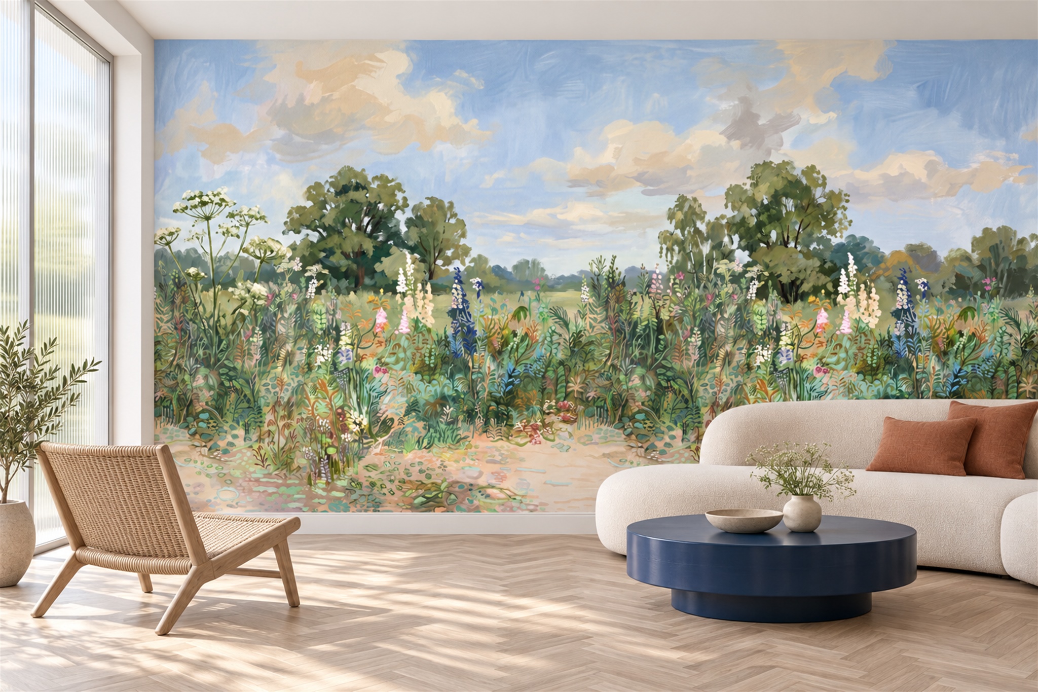 Green Garden Scenic Decorative Wallpaper Mural Accent-wall-wallpaper-murals, Peel-and-stick Finish