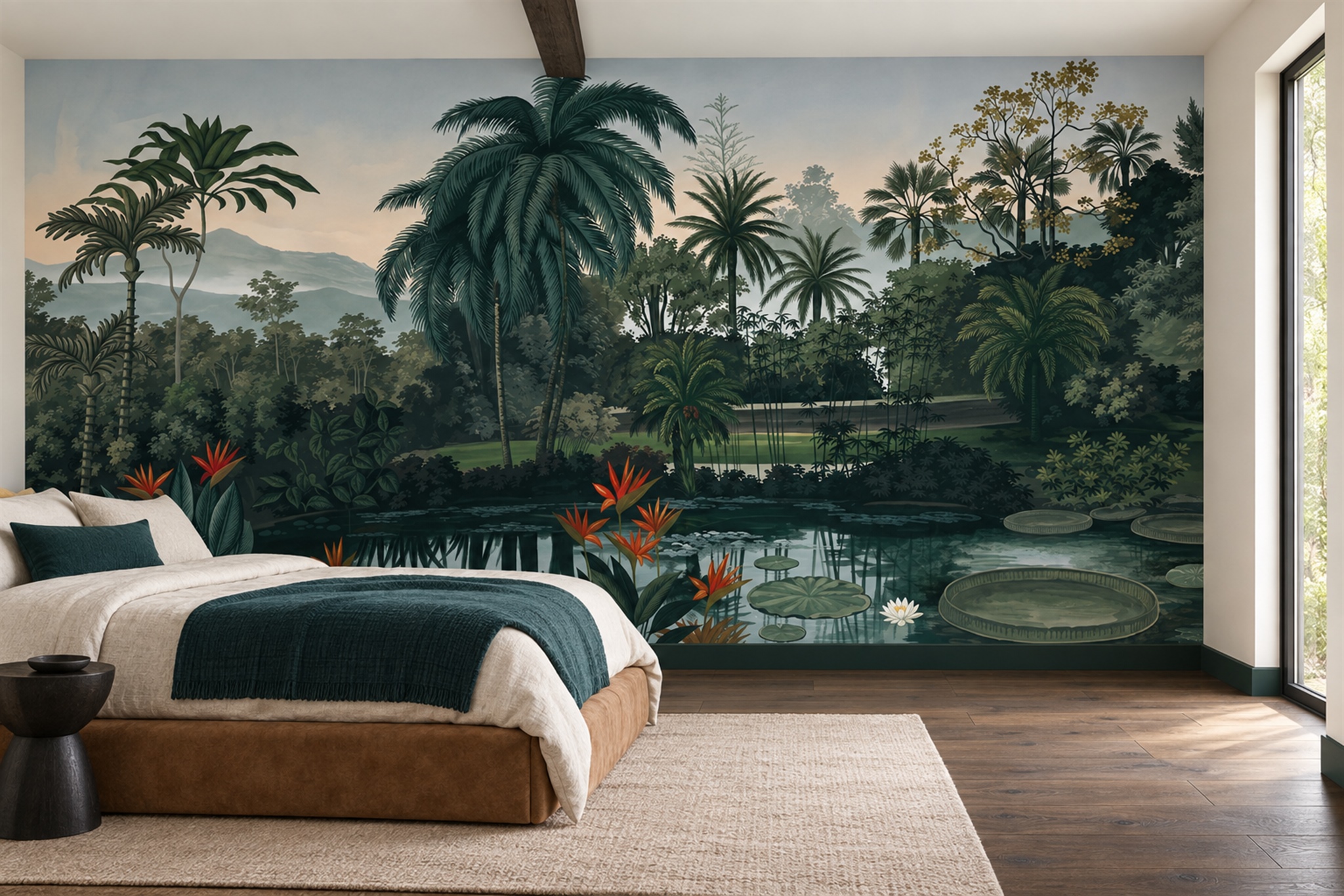 Teal Pattern Decorative Textured Wallpaper Mural Bedroom-wallpaper-murals, Peel-and-stick Finish