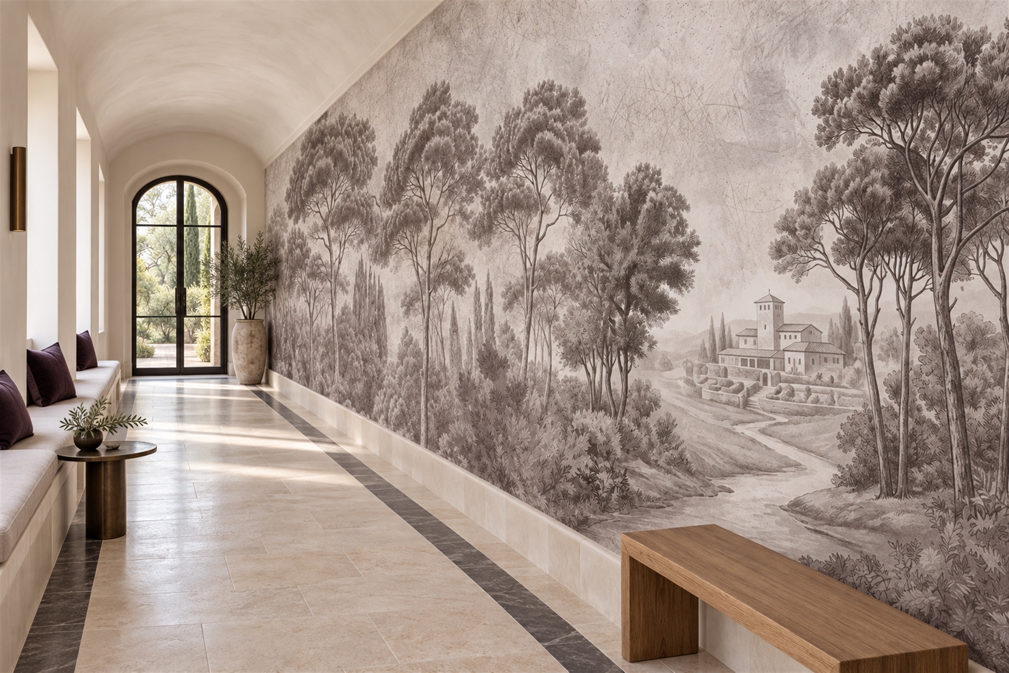 Taupe Pattern Decorative Textured Wallpaper Mural Accent-wall-wallpaper-murals, Peel-and-stick Finish