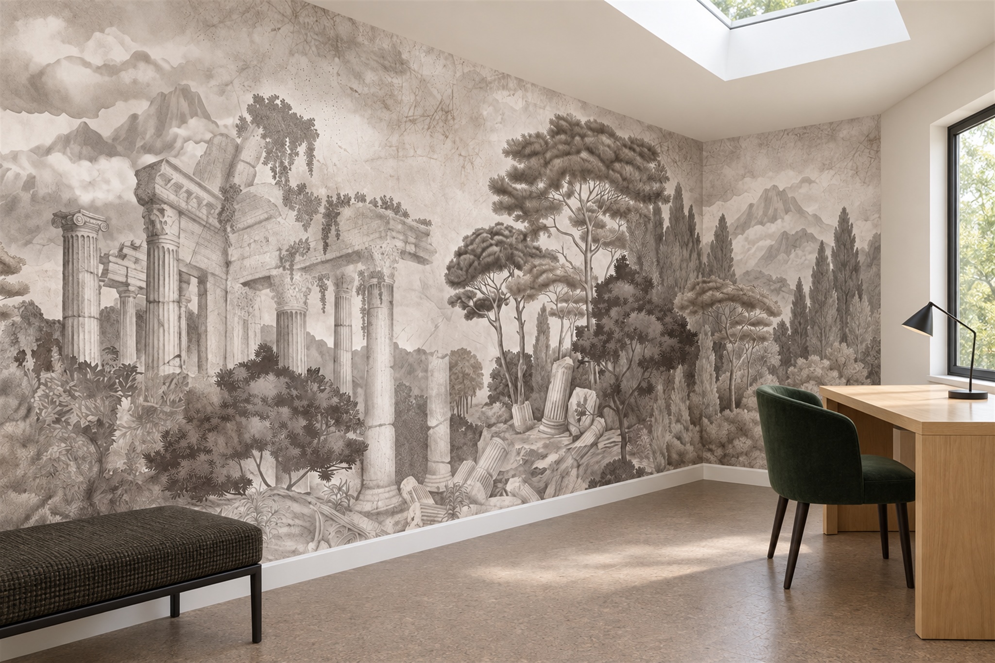 Taupe Pattern Decorative Organic Wallpaper Mural Bedroom-wallpaper-murals, Peel-and-stick Finish