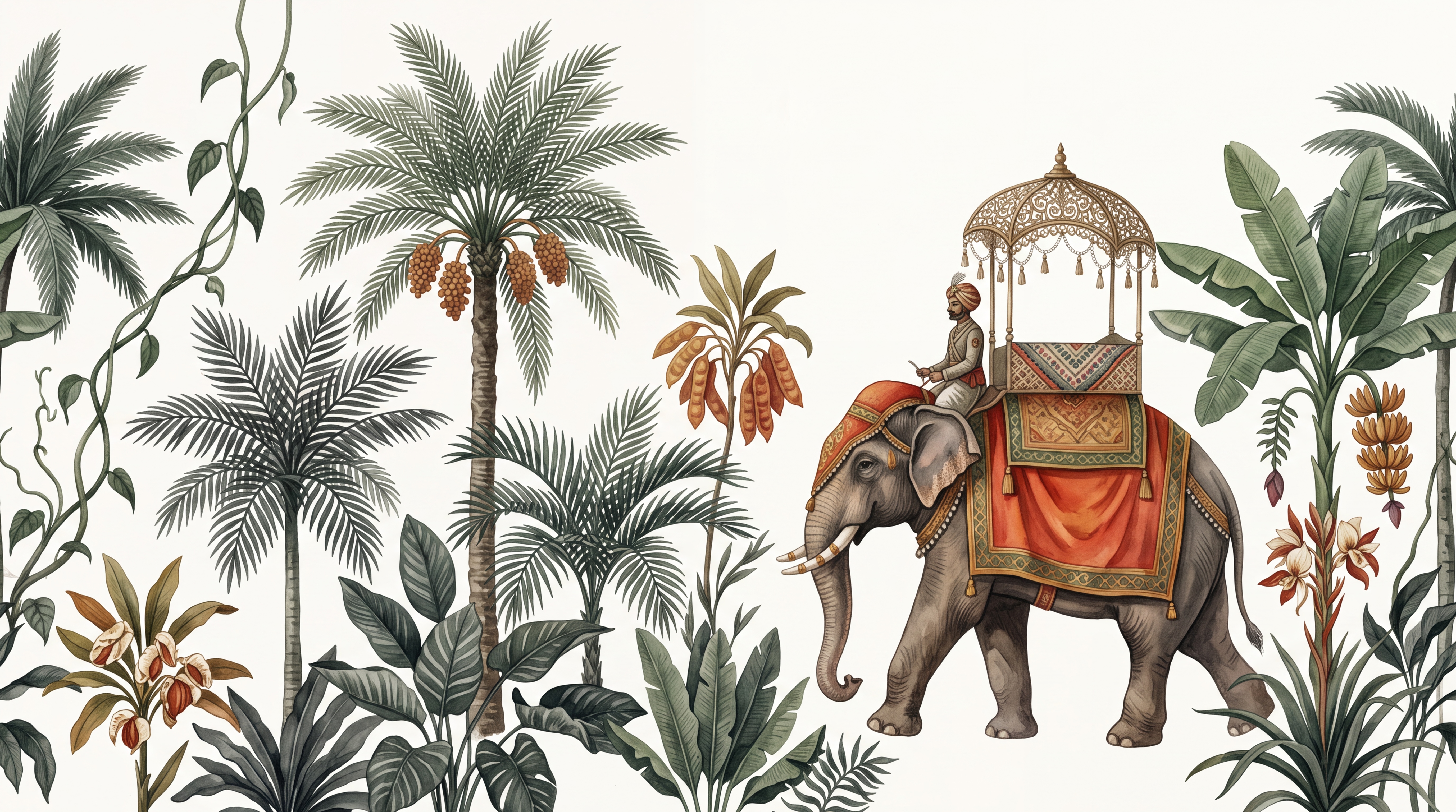Green Elephant Wallpaper Mural, Peel-and-stick Finish