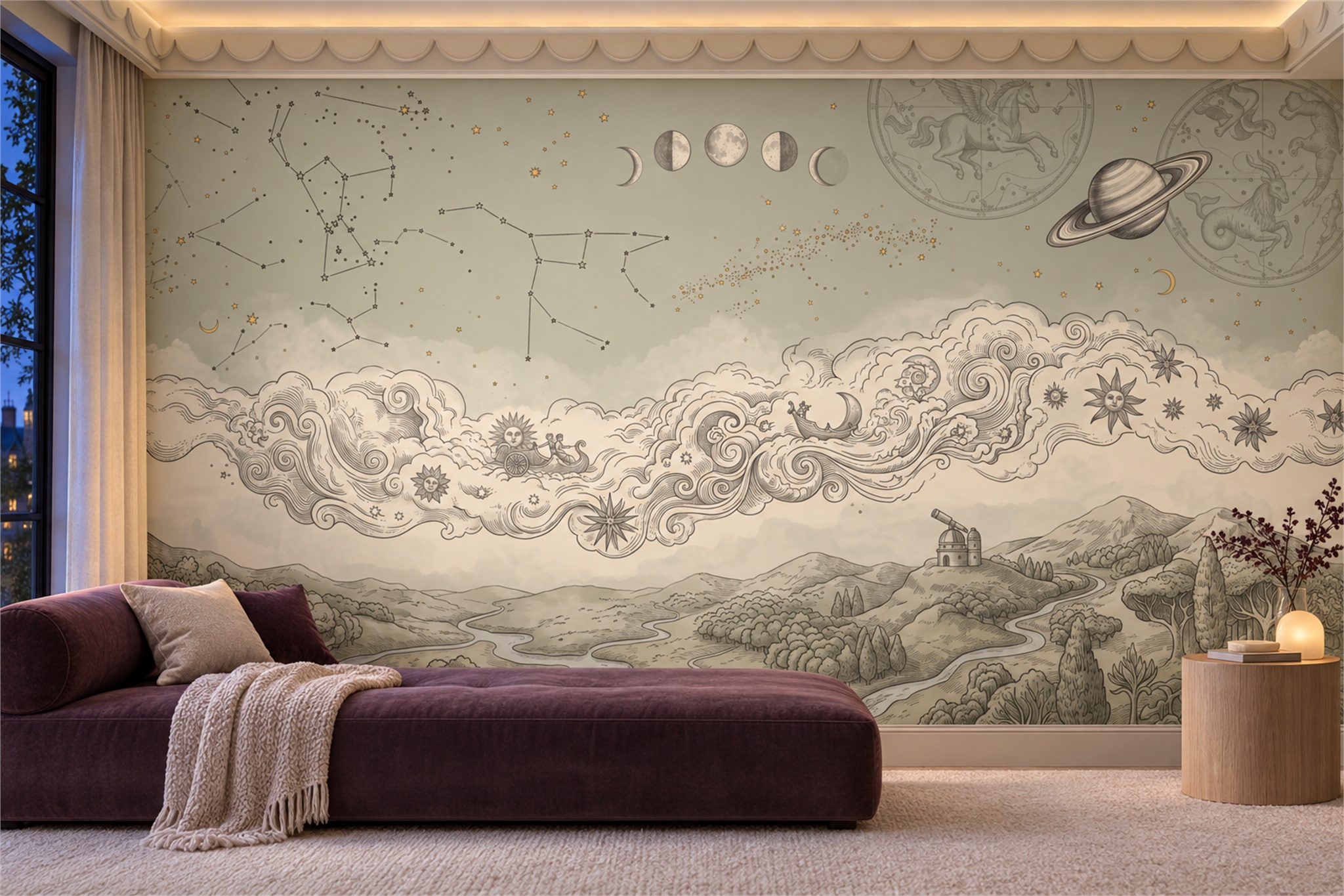 Sage Pattern Decorative Textured Wallpaper Mural Home-office-wallpaper-murals, Peel-and-stick Finish