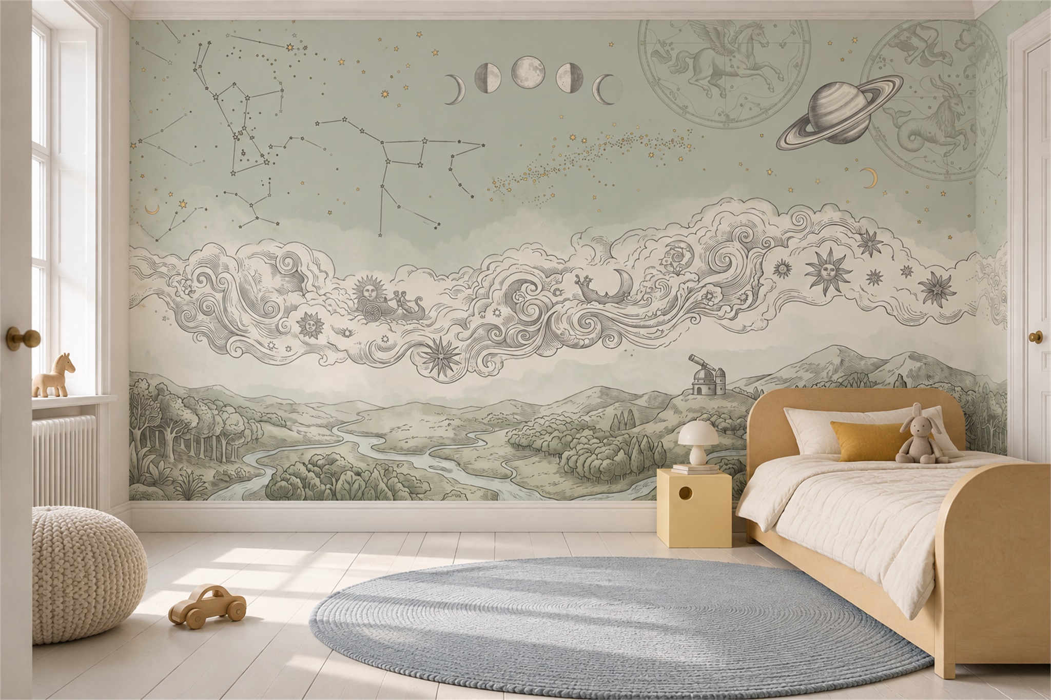 Sage Pattern Decorative Textured Wallpaper Mural Accent-wall-wallpaper-murals, Peel-and-stick Finish