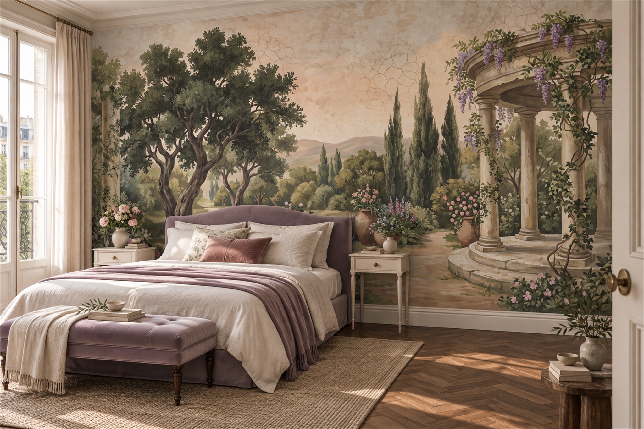 Olive Garden Scenic Wallpaper Mural Bedroom-wallpaper-murals, Peel-and-stick Finish
