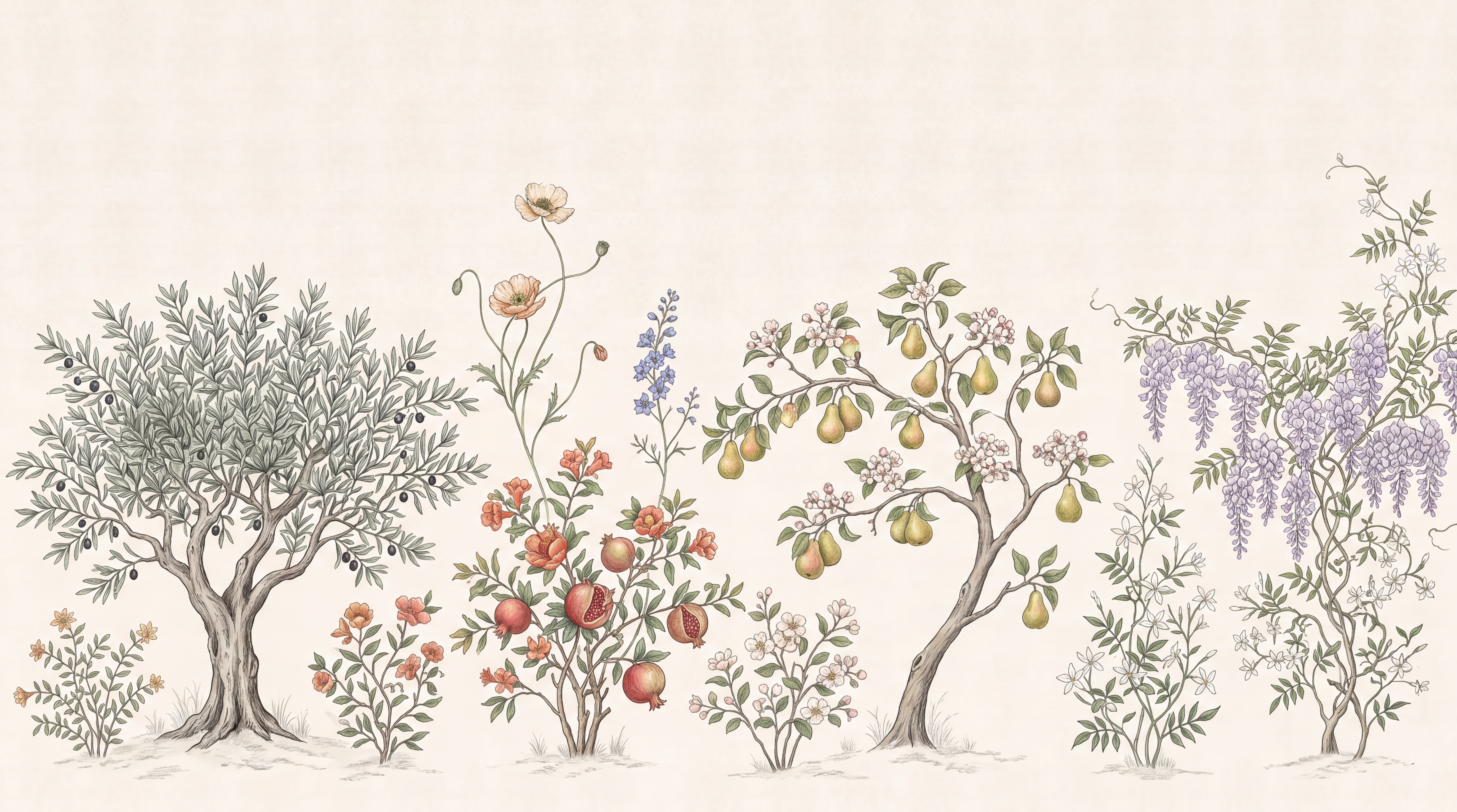 Ivory Pattern Decorative Layered Wallpaper Mural, Peel-and-stick Finish