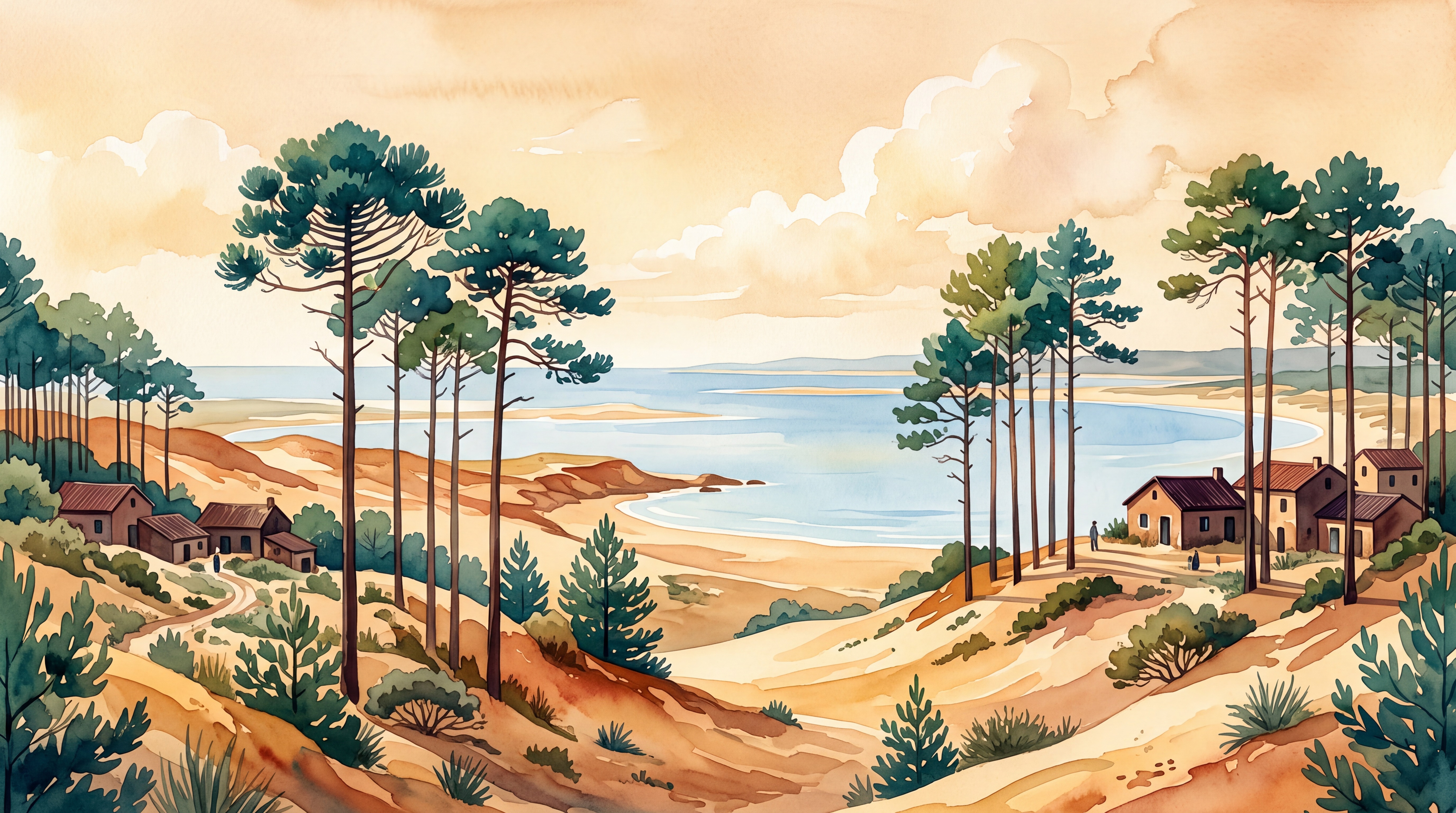 Ochre Scenic Scenic Wallpaper Mural, Peel-and-stick Finish