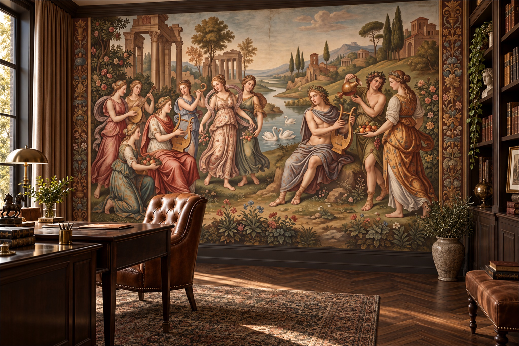 Gold Pattern Decorative Wallpaper Mural Layered Hallway-wallpaper-murals, Peel-and-stick Finish