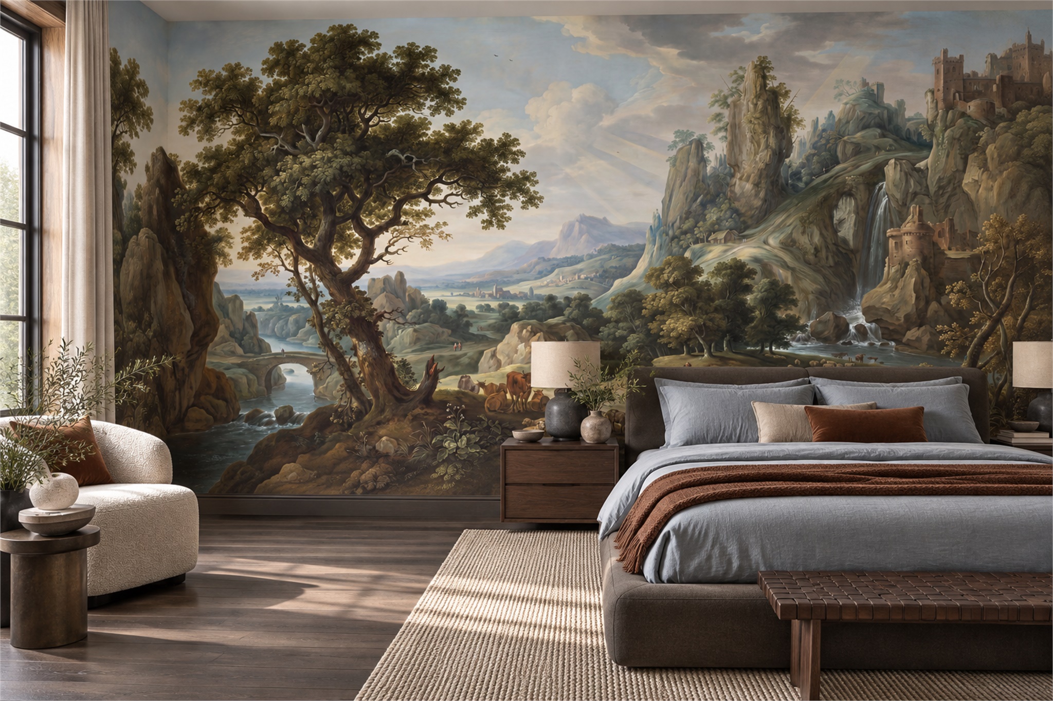 Olive Pattern Decorative Abstract Wallpaper Mural Bedroom-wallpaper-murals, Peel-and-stick Finish