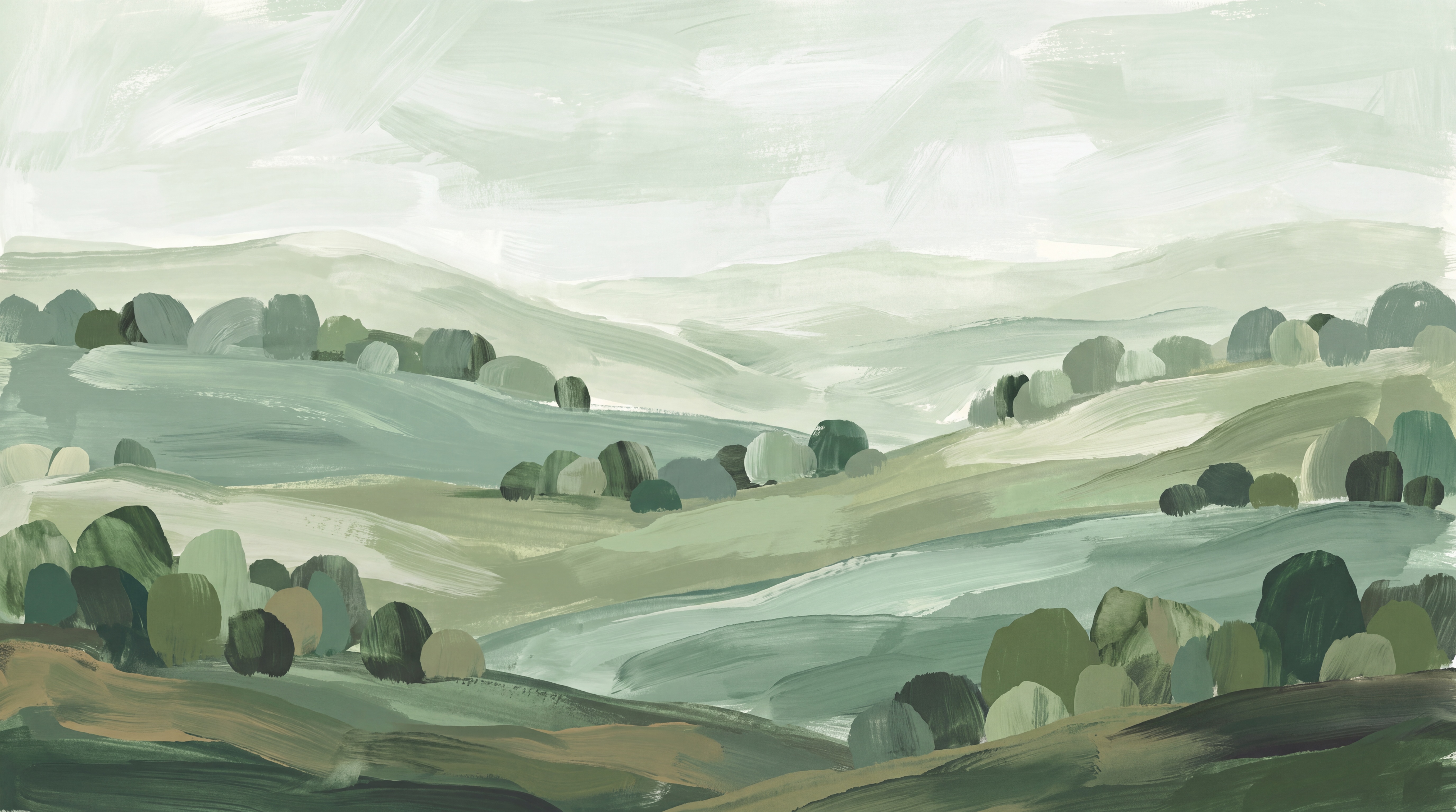 Sage Valley Scenic Wallpaper Mural, Peel-and-stick Finish