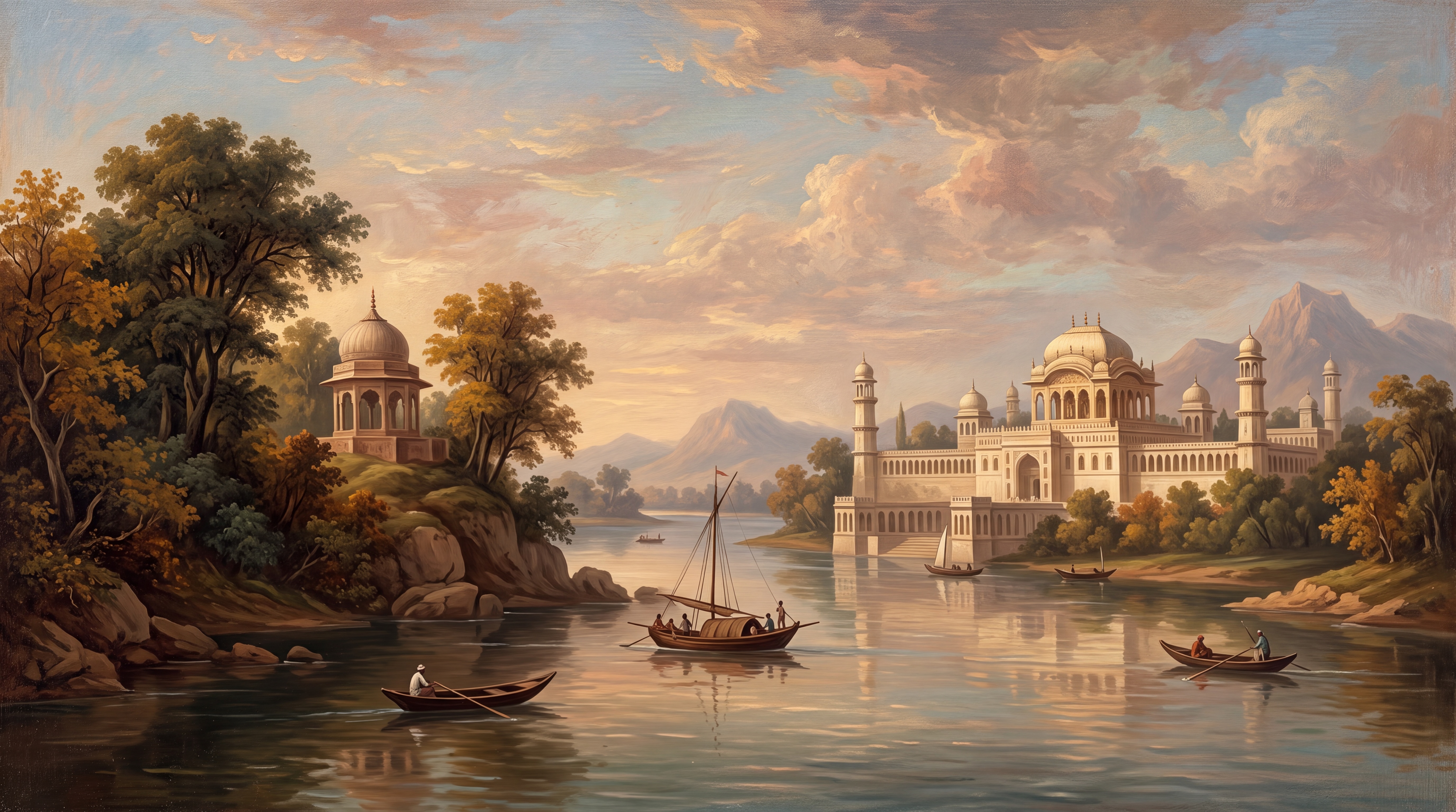 Gold Palace Scenic Wallpaper Mural Bedroom-wallpaper-murals, Peel-and-stick Finish