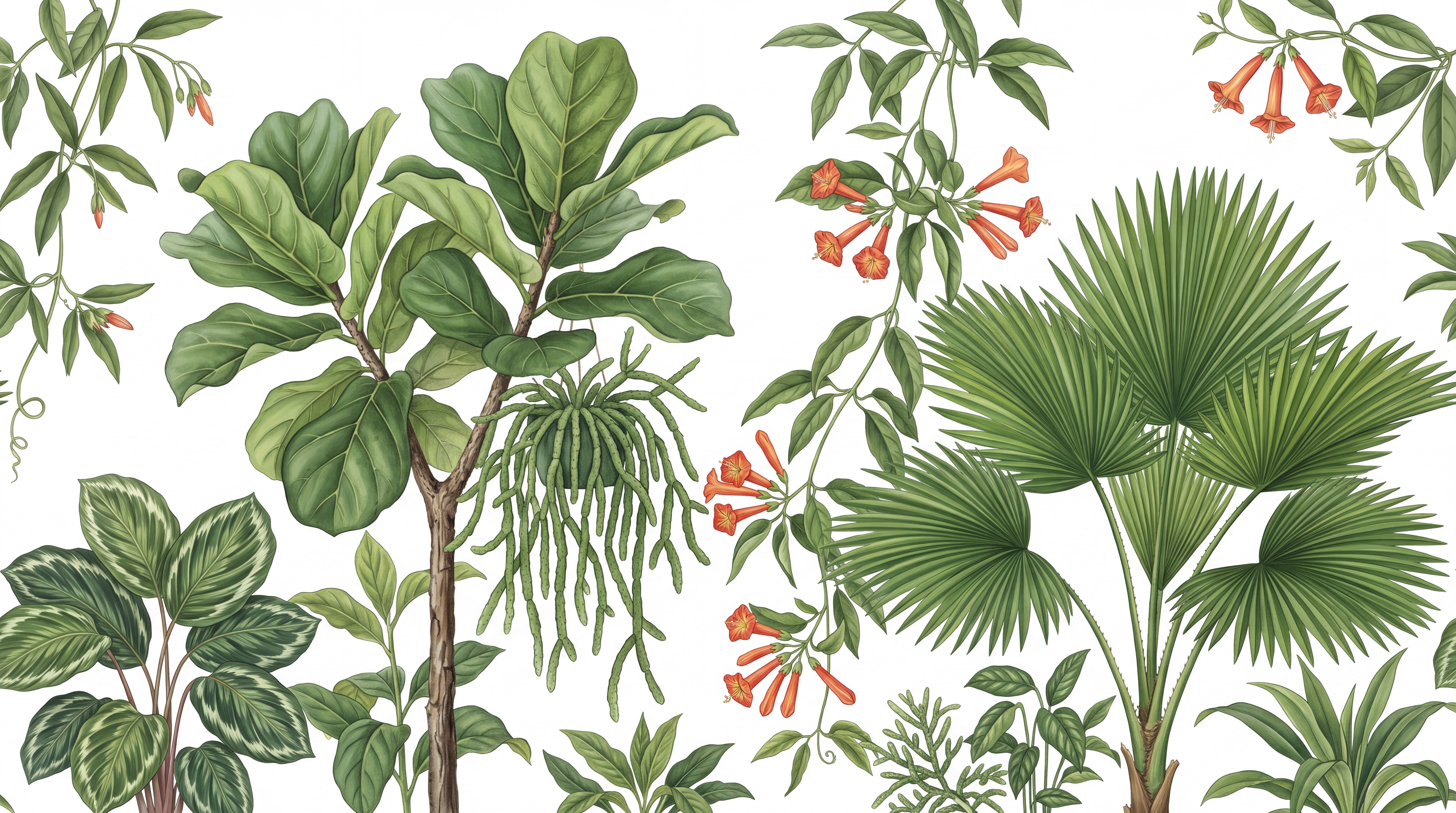 Green Leaf Botanical Wallpaper Mural, Peel-and-stick Finish