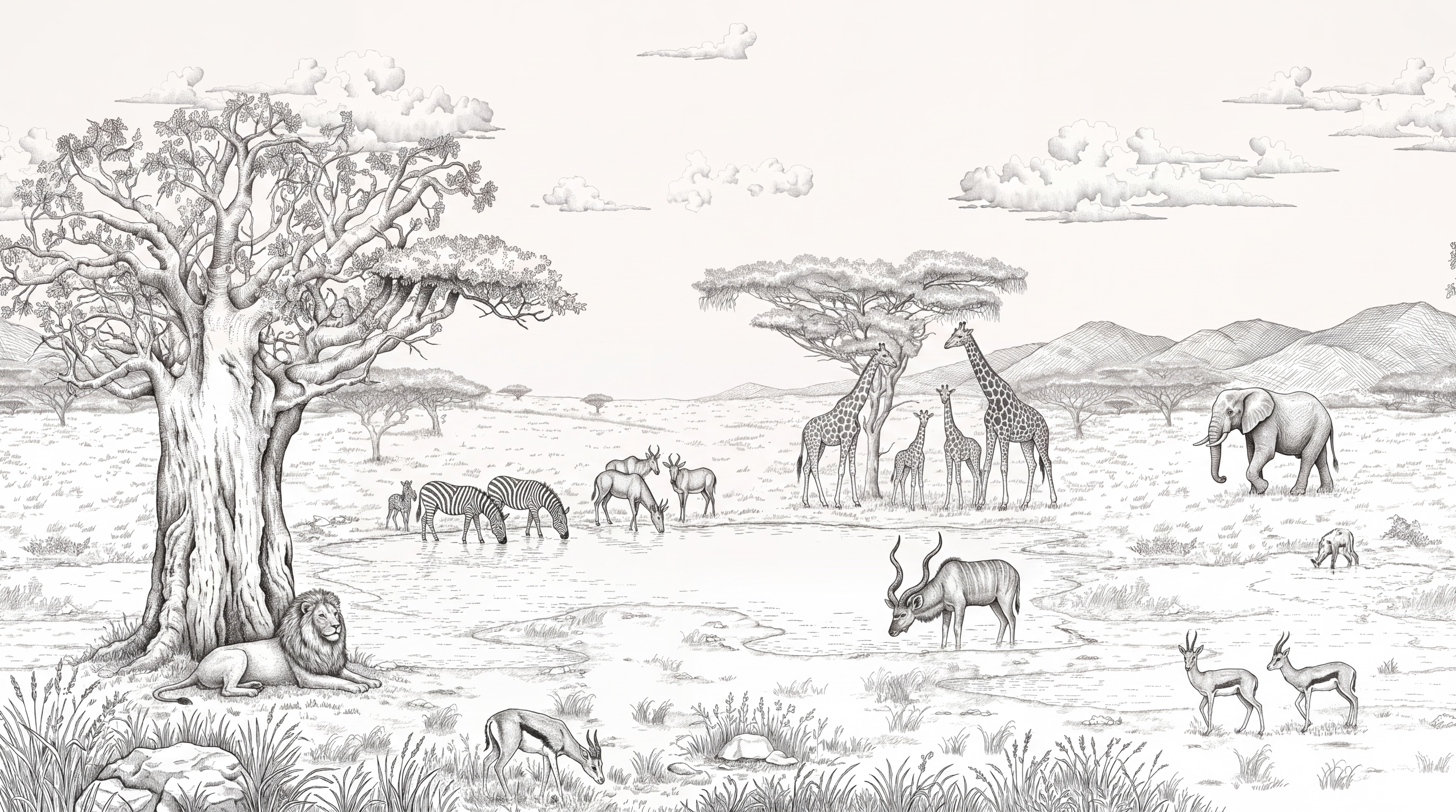 Grey Toile Artful Wallpaper Mural, Peel-and-stick Finish