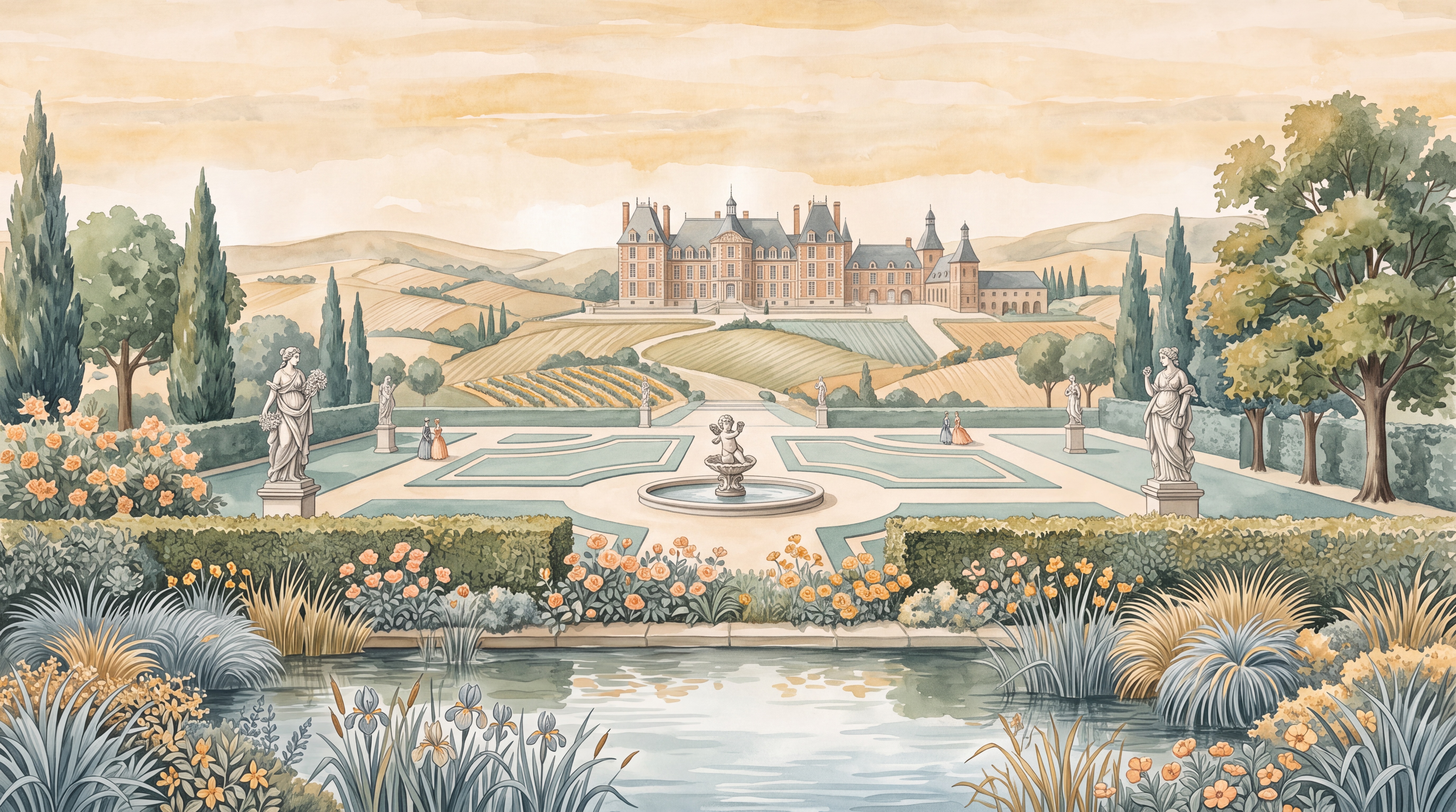 Gold Garden Scenic Decorative Wallpaper Mural, Peel-and-stick Finish