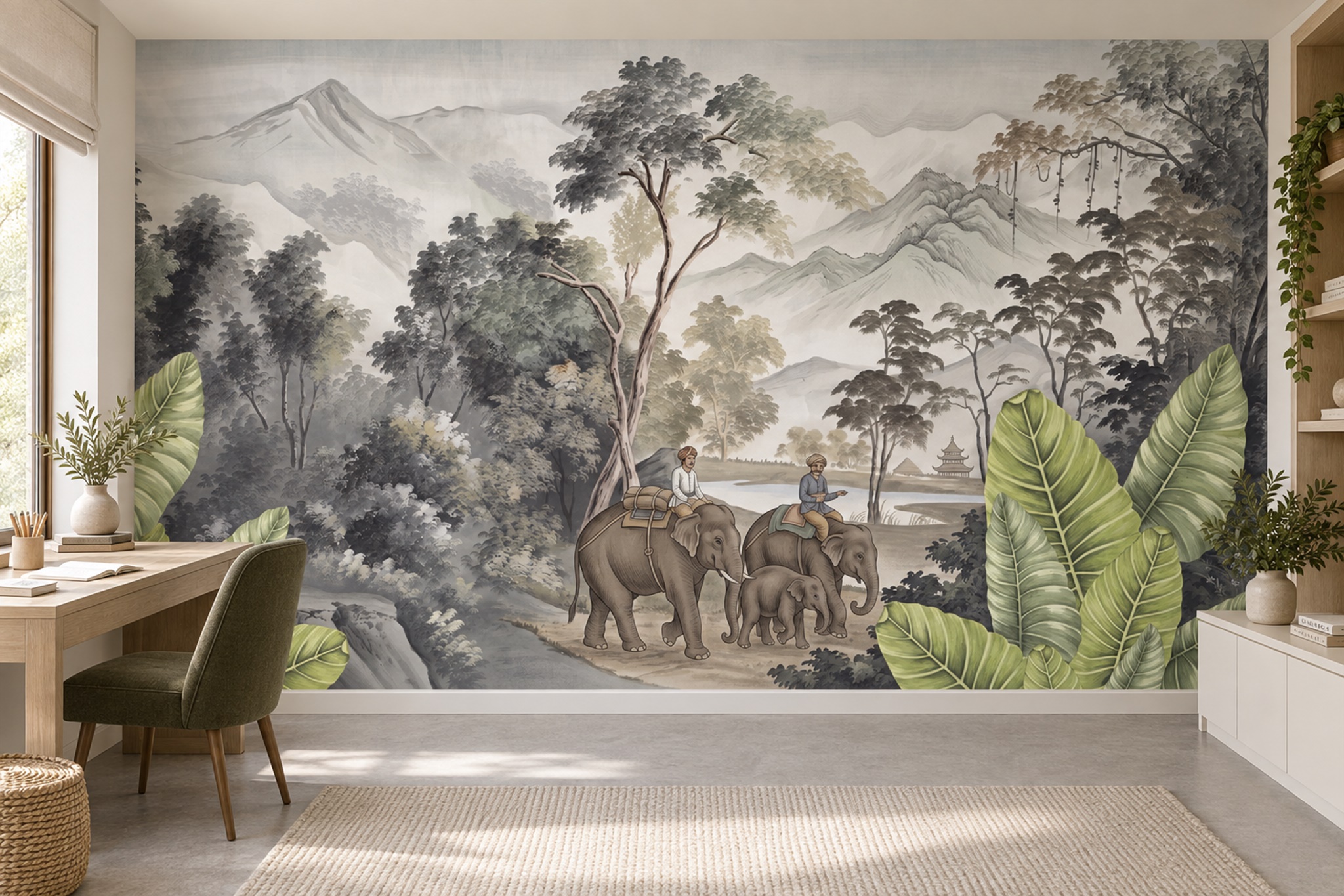 Grey Pattern Decorative Atmospheric Wallpaper Mural Accent-wall-wallpaper-murals, Peel-and-stick Finish