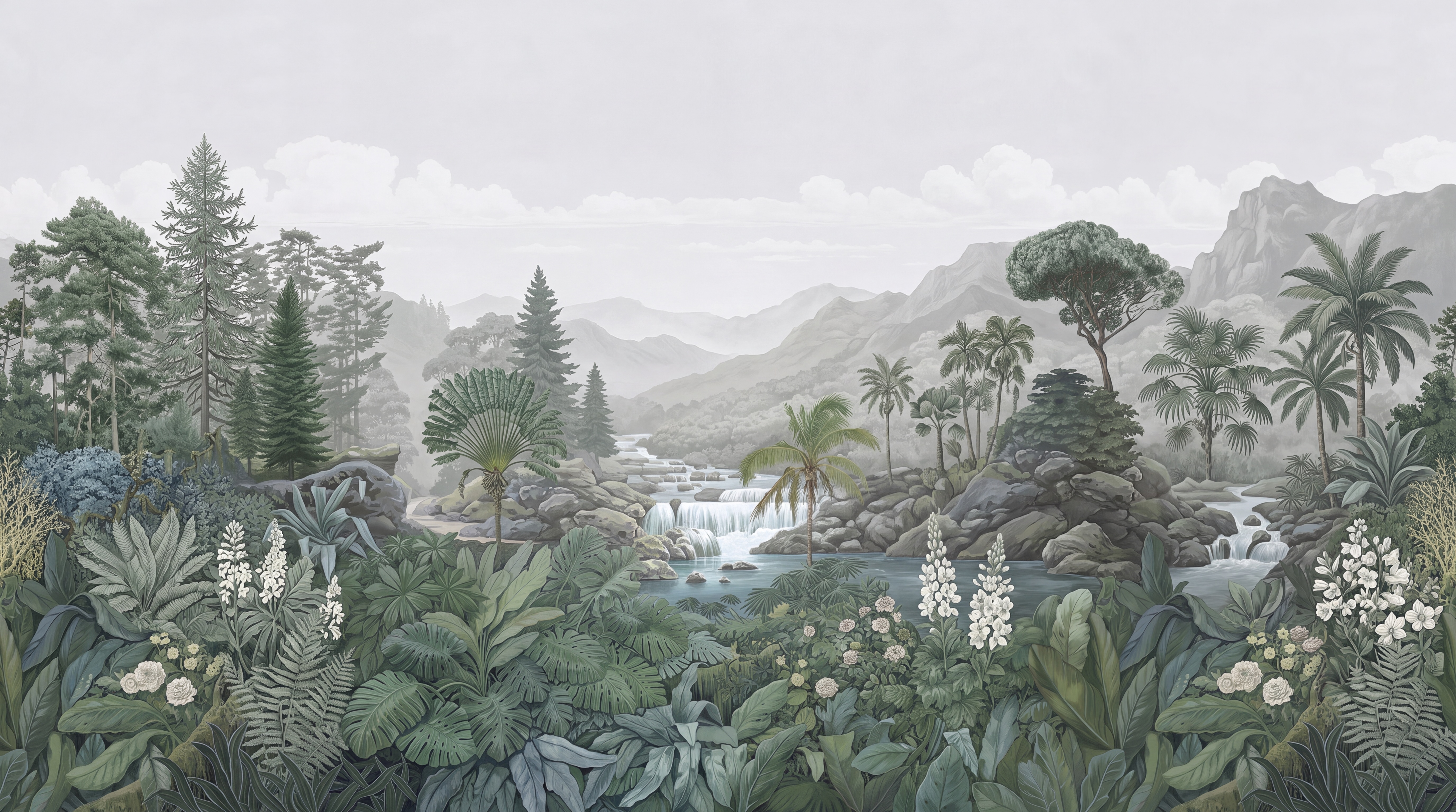 Sage Valley Scenic Decorative Wallpaper Mural, Peel-and-stick Finish