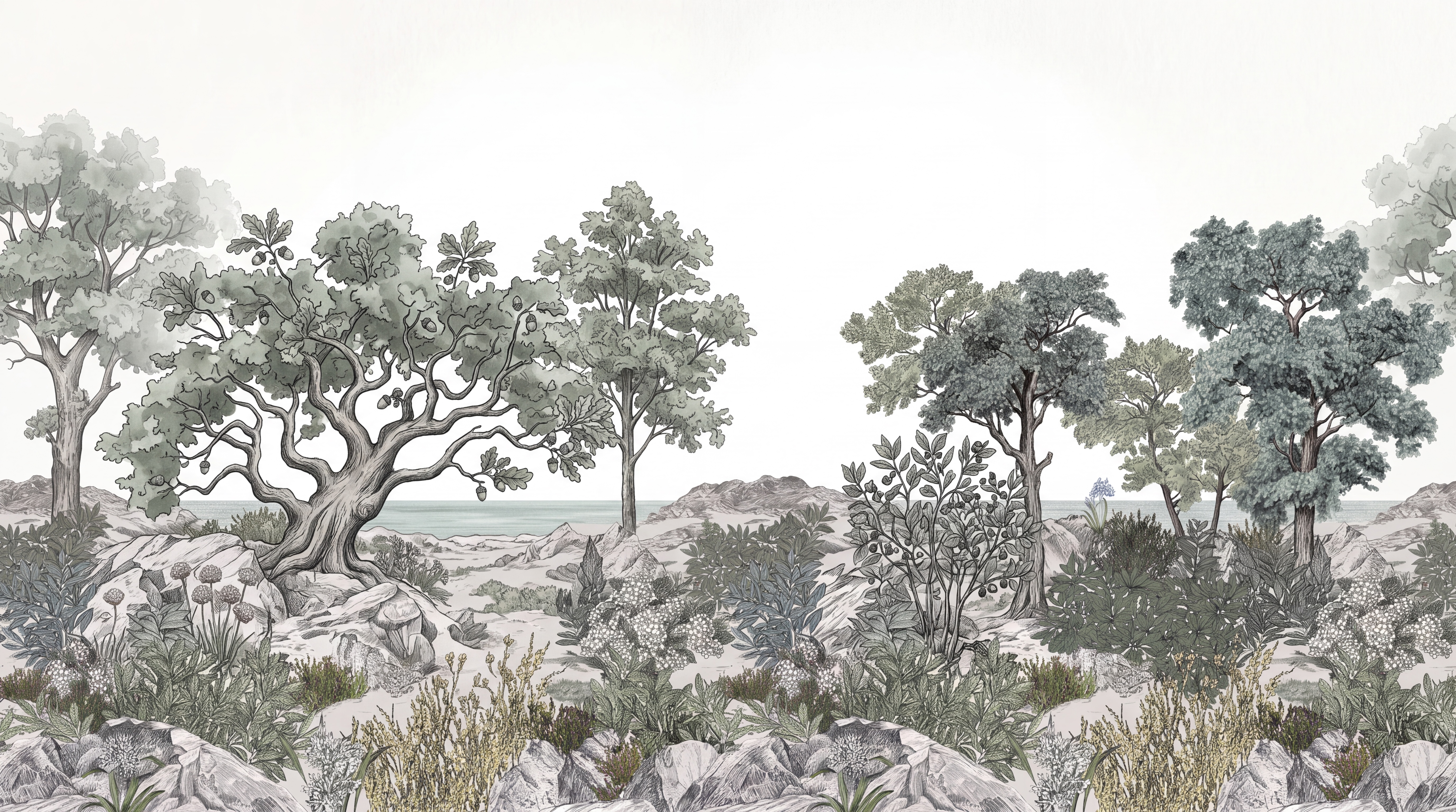 Grey Trees Scenic Decorative Wallpaper Mural, Peel-and-stick Finish