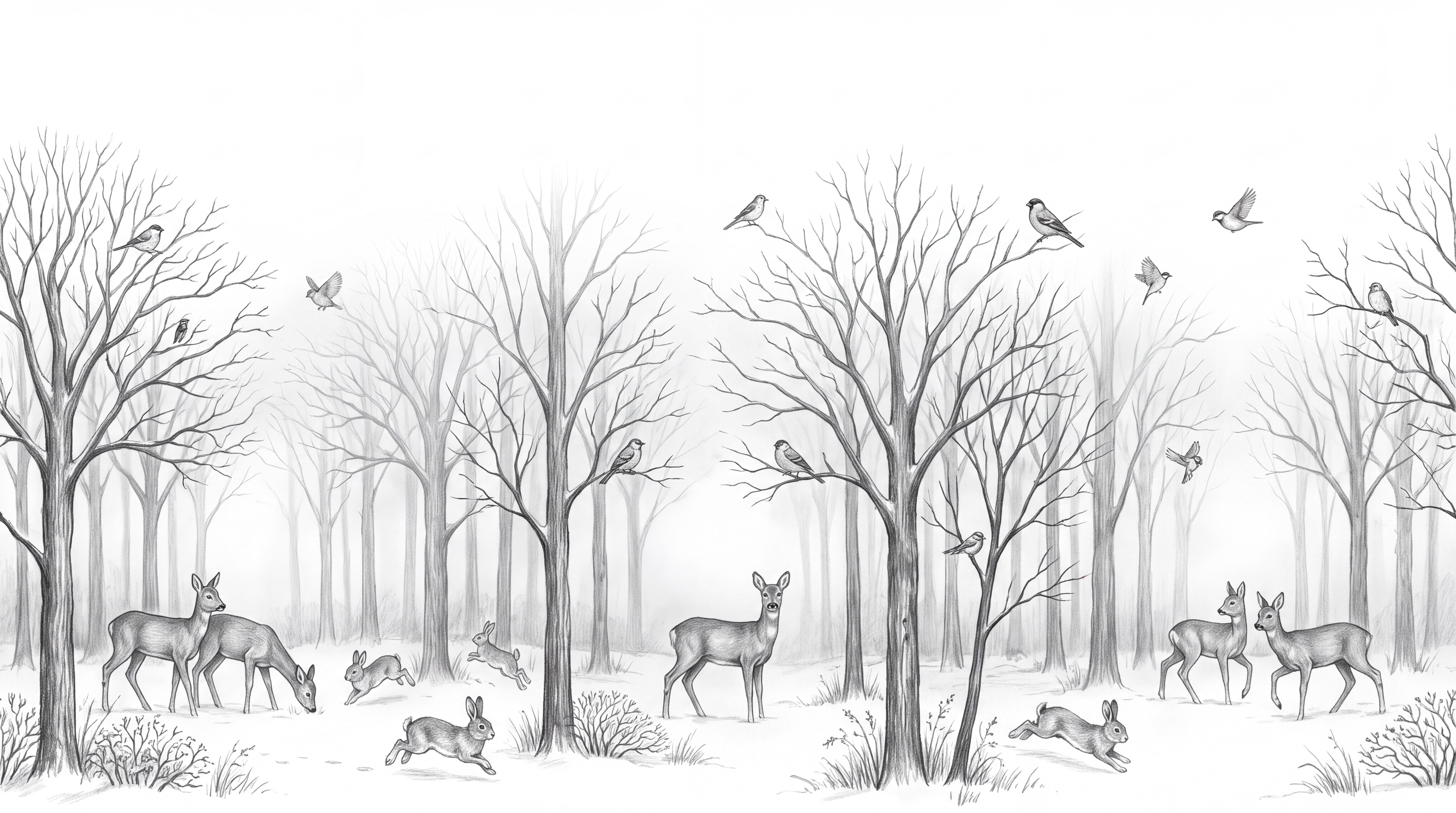 Grey Woodland Scenic Decorative Wallpaper Mural Living-room-wallpaper-murals, Peel-and-stick Finish
