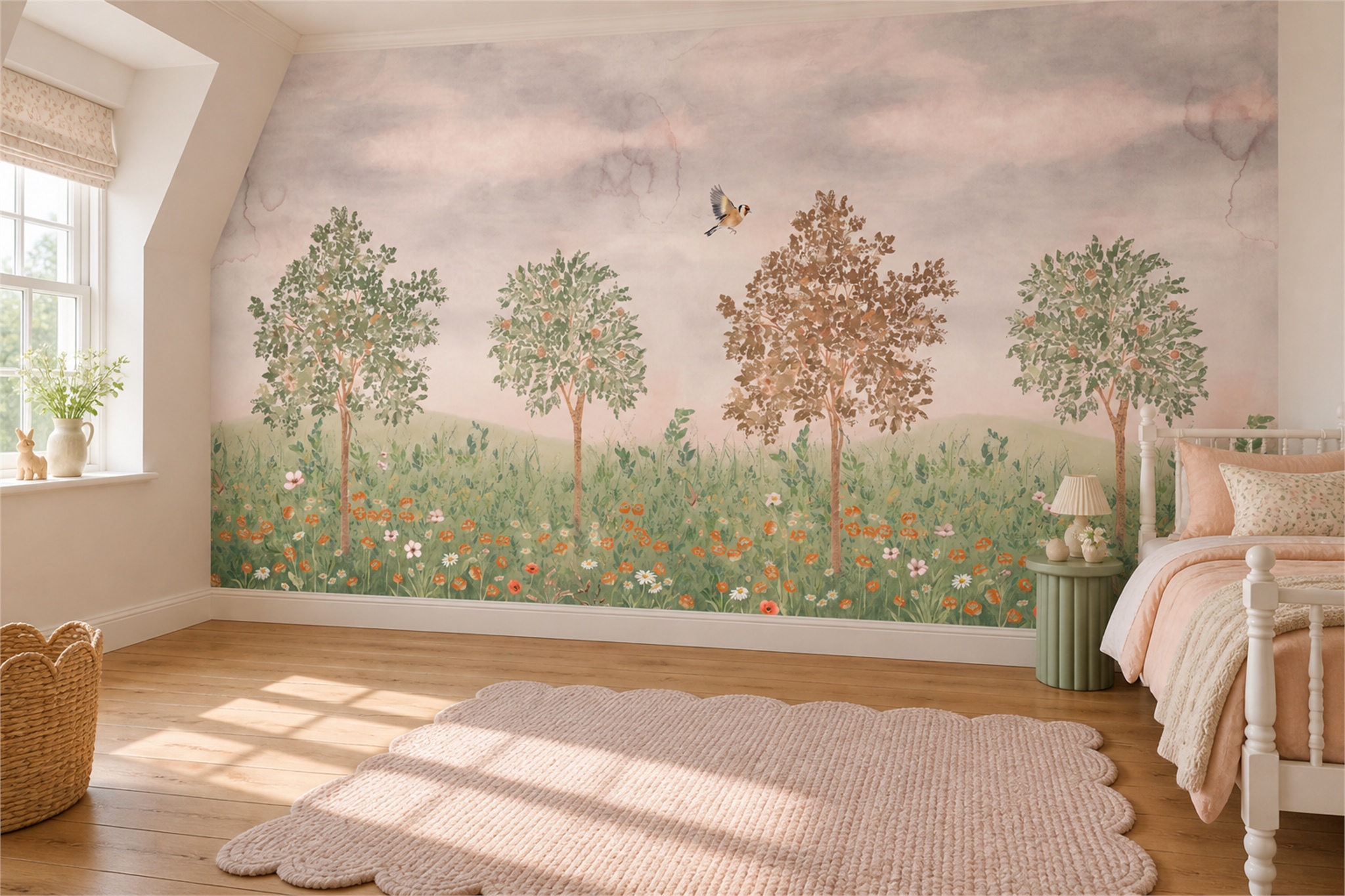 Blush Pattern Decorative Layered Wallpaper Mural Accent-wall-wallpaper-murals, Peel-and-stick Finish