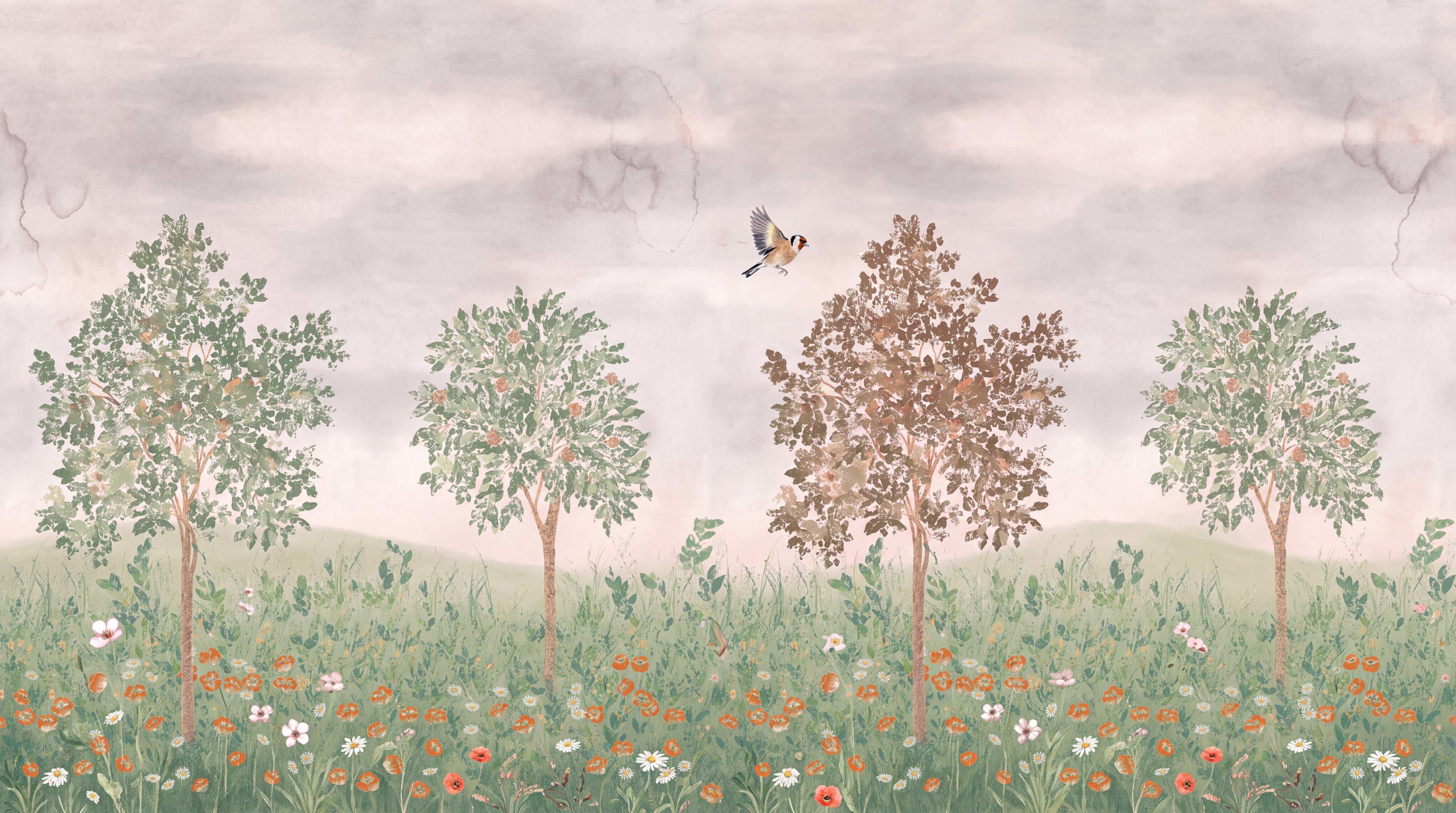Blush Pattern Decorative Layered Wallpaper Mural, Peel-and-stick Finish