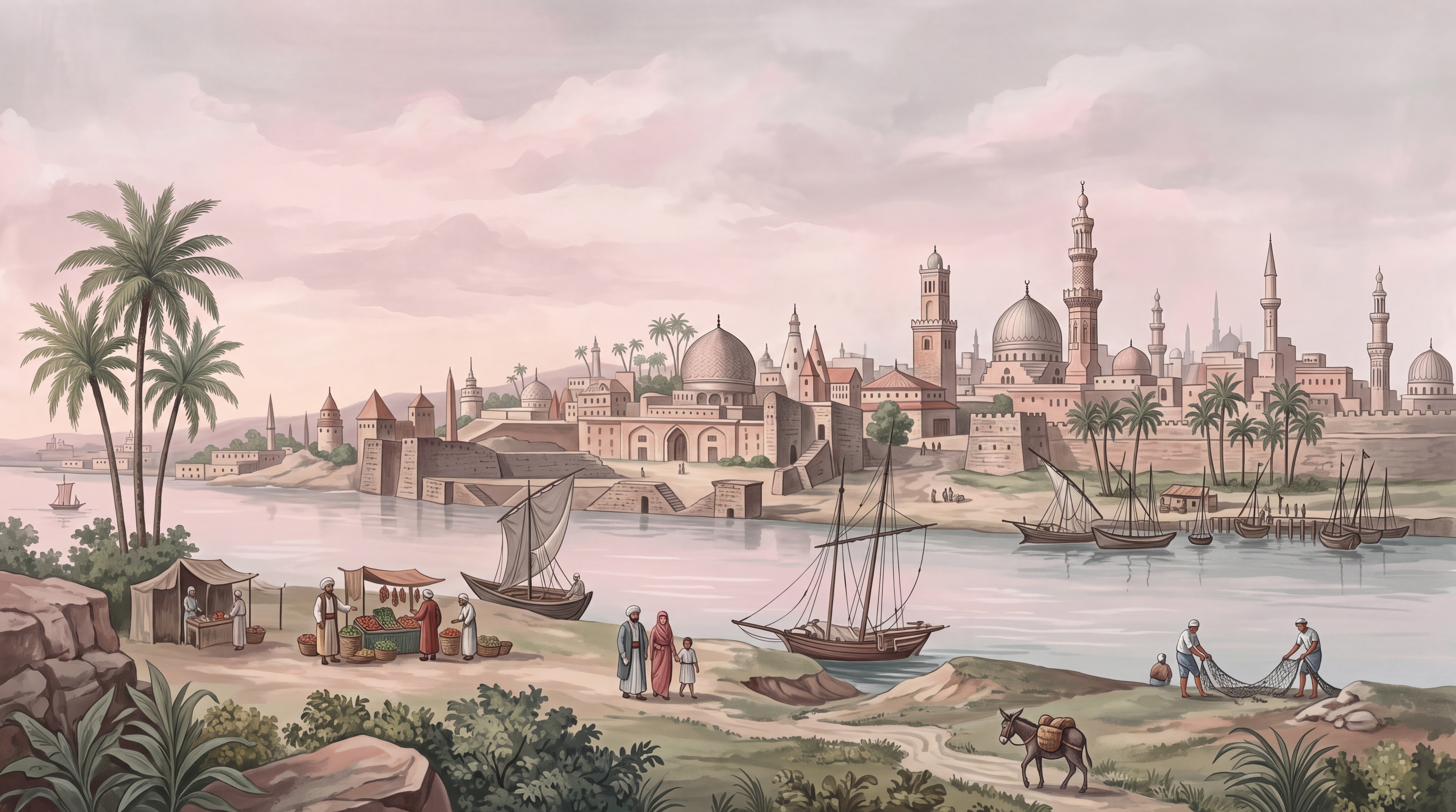 Pink Palace Scenic Decorative Wallpaper Mural, Peel-and-stick Finish