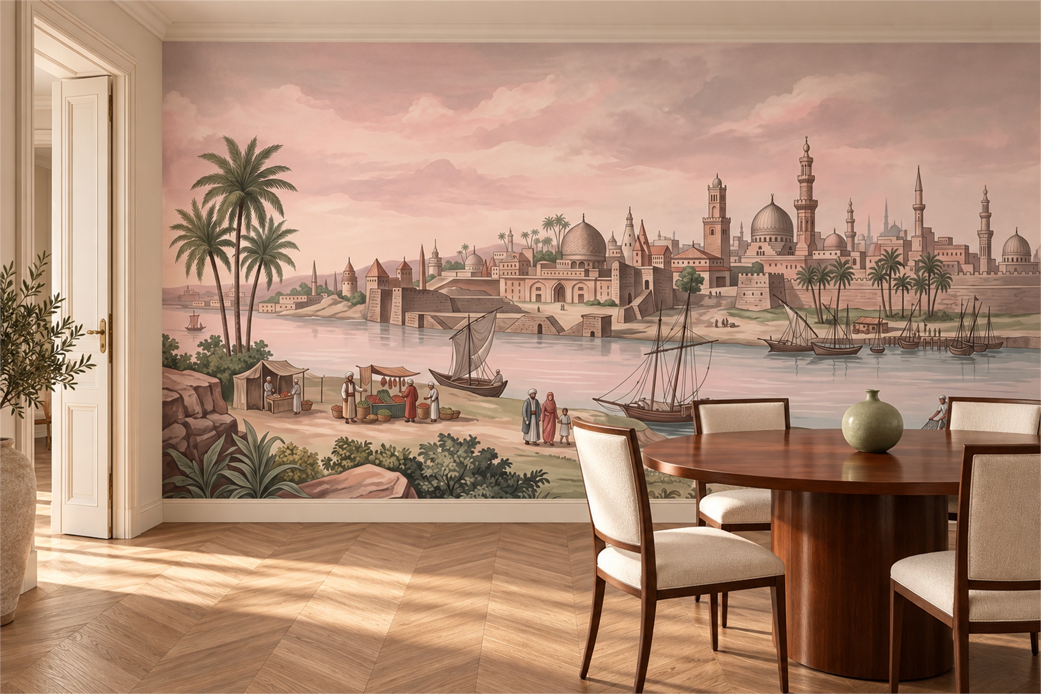 Pink Palace Scenic Decorative Wallpaper Mural Accent-wall-wallpaper-murals, Peel-and-stick Finish