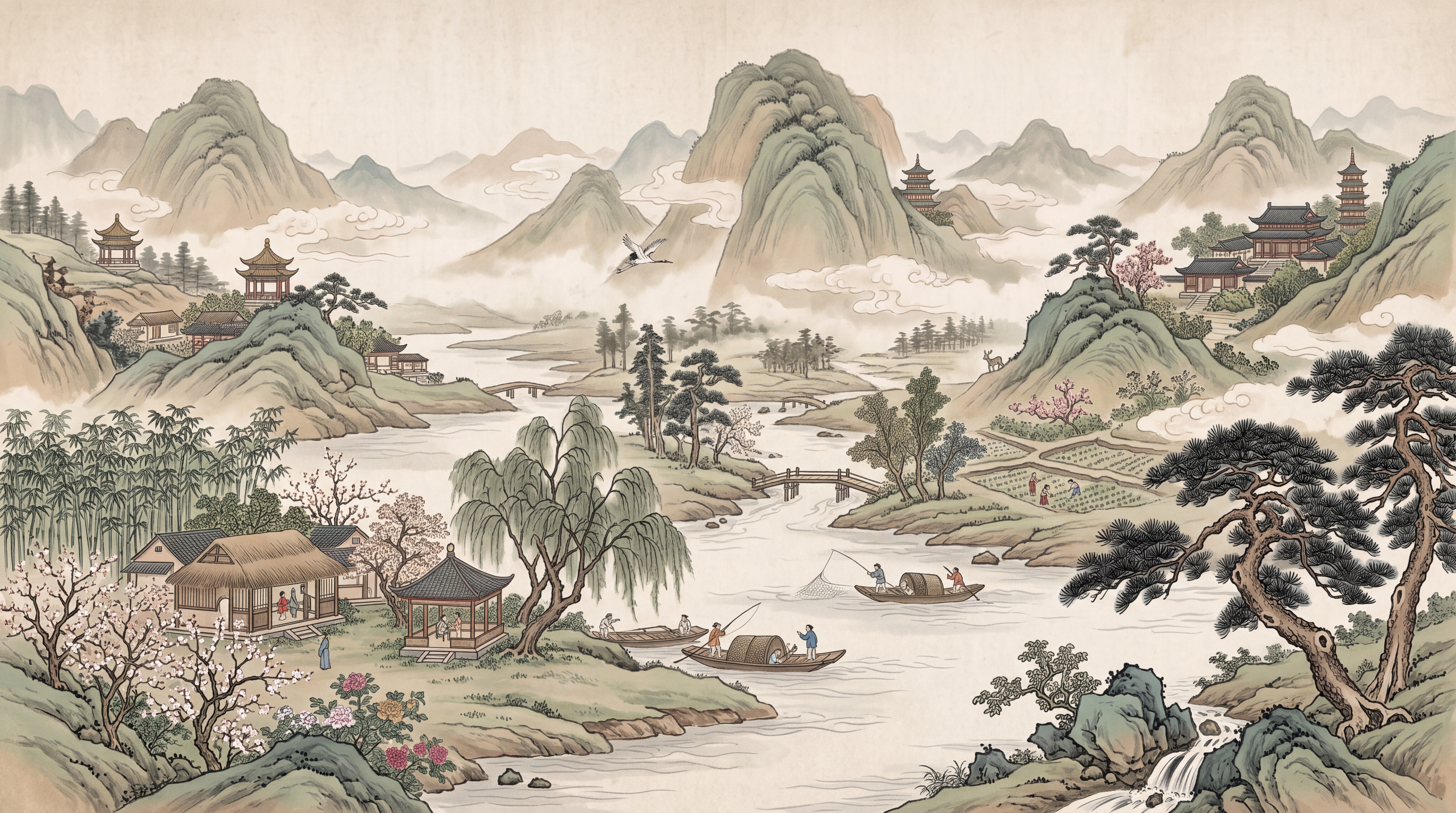 Sage Pattern Decorative Wallpaper Mural Layered, Peel-and-stick Finish