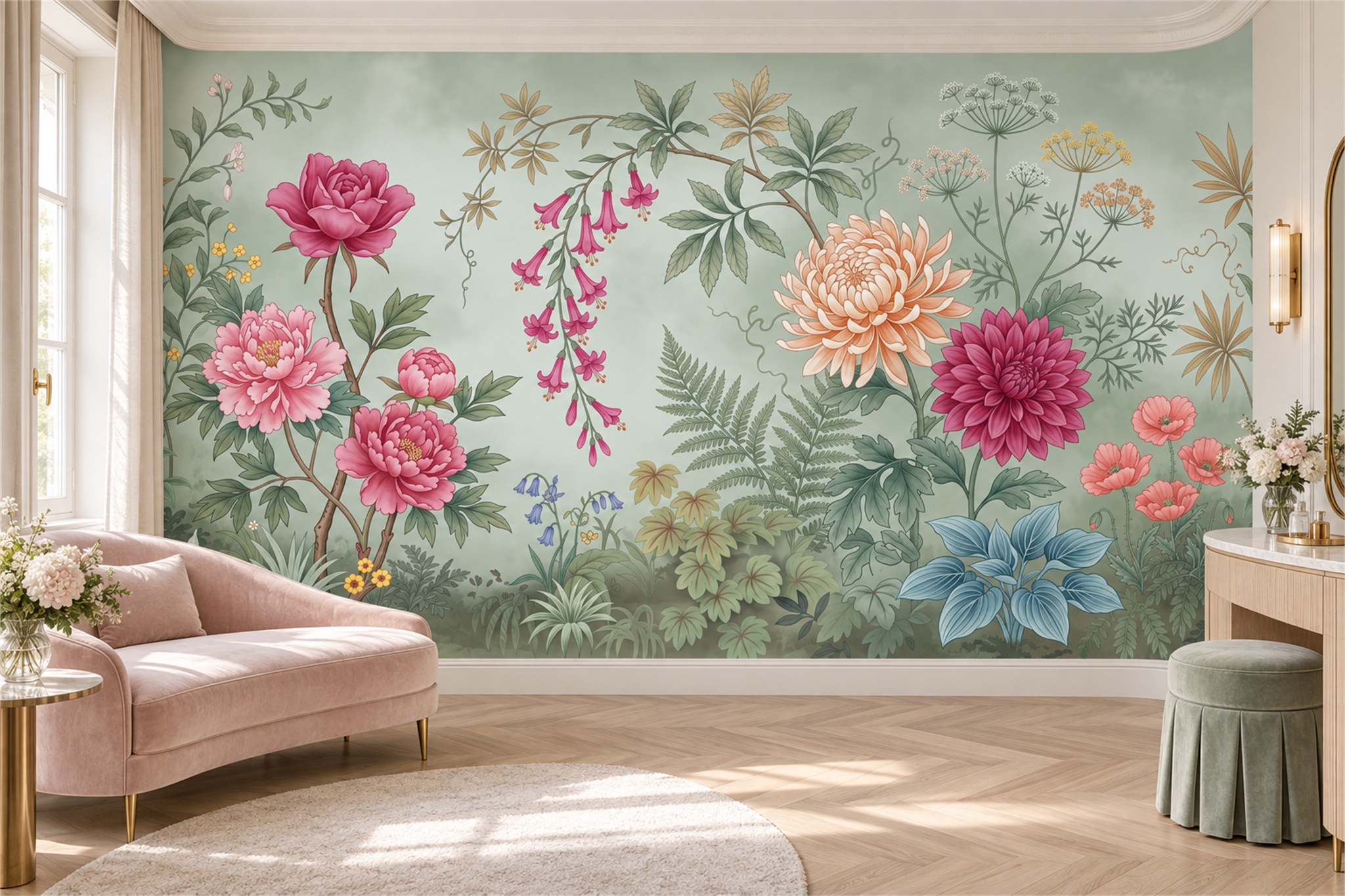 Mint Pattern Decorative Wallpaper Mural Accent-wall-wallpaper-murals, Peel-and-stick Finish