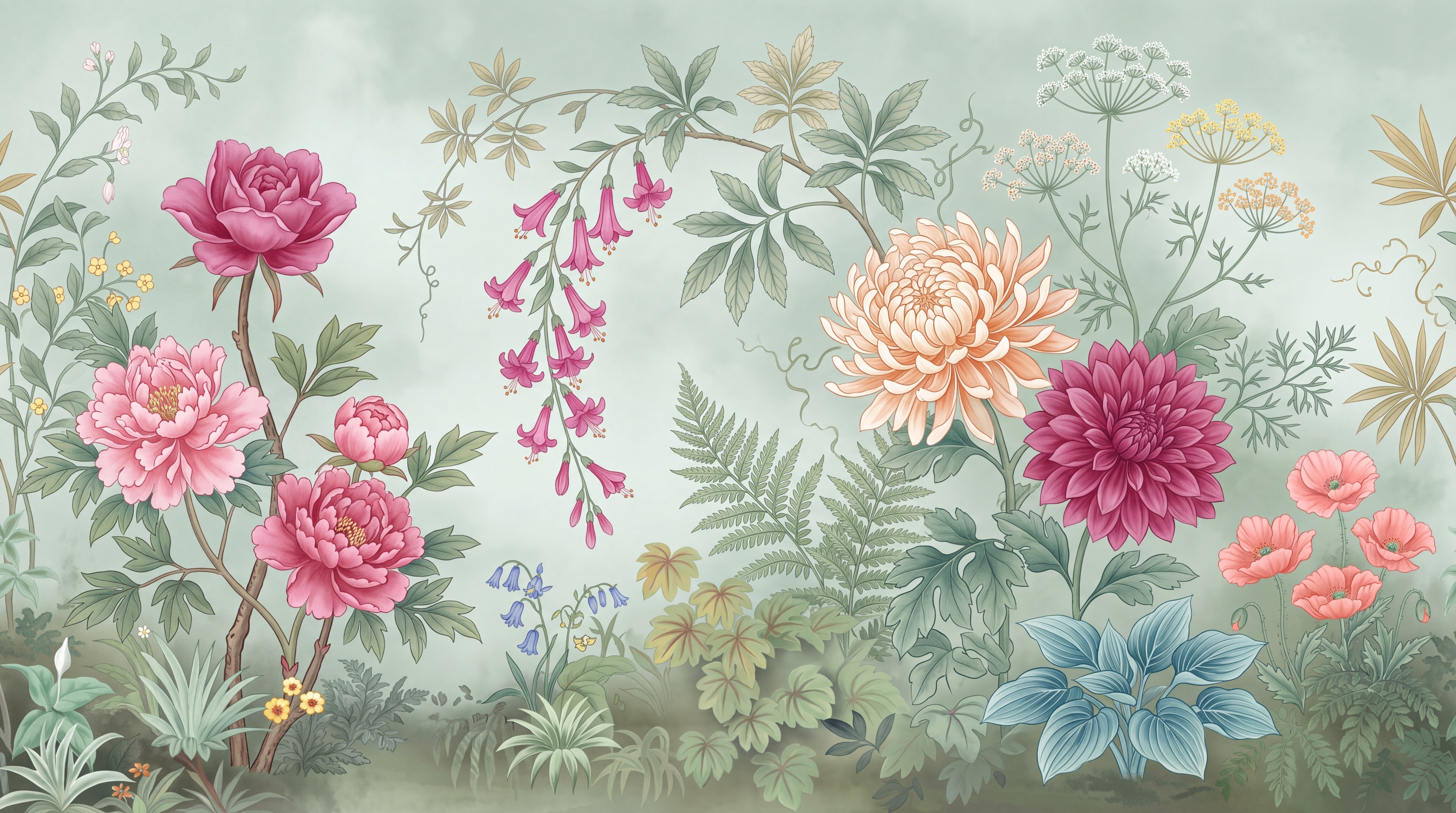 Mint Pattern Decorative Wallpaper Mural Bedroom-wallpaper-murals, Peel-and-stick Finish
