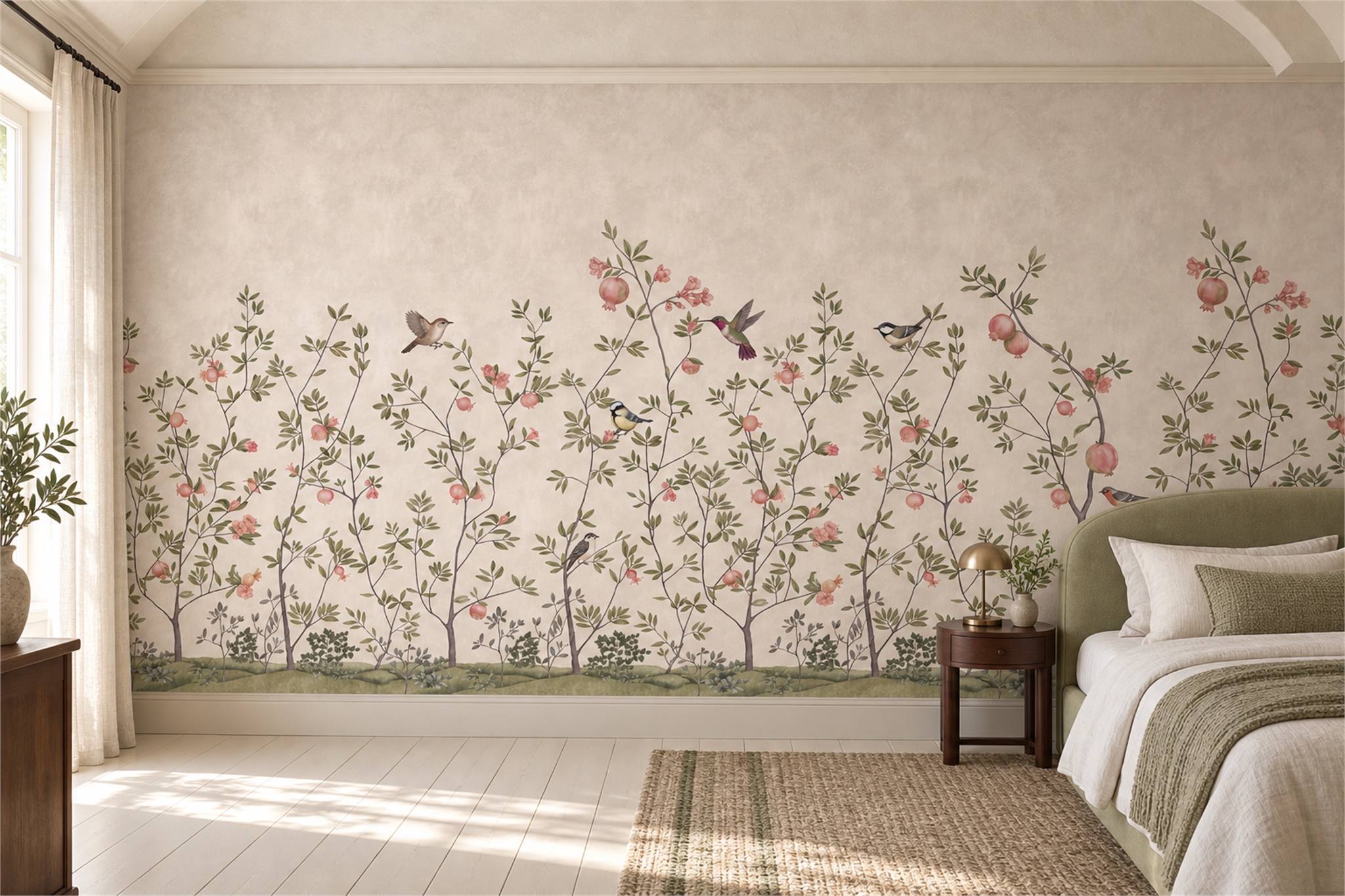 Pink Pattern Decorative Organic Wallpaper Mural Bedroom-wallpaper-murals, Peel-and-stick Finish