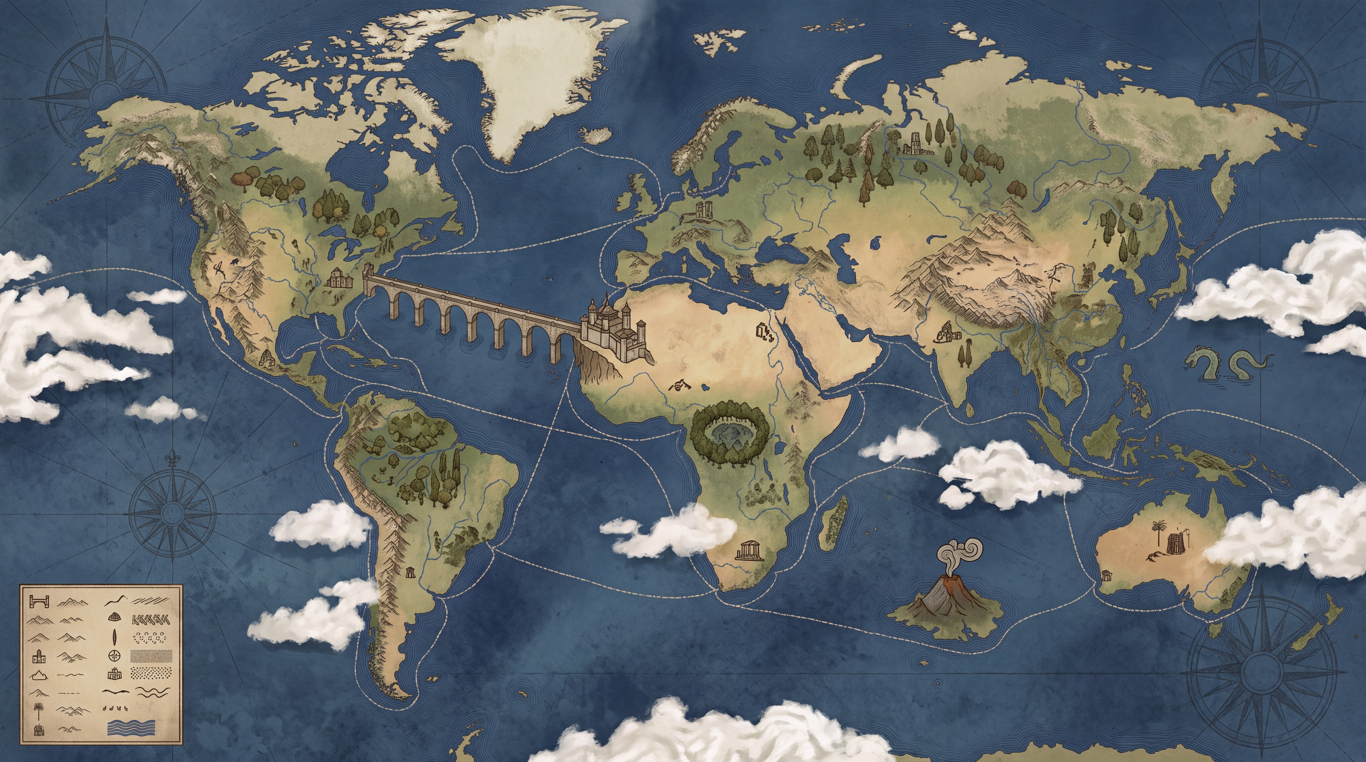 Navy Map Artful Wallpaper Mural, Peel-and-stick Finish