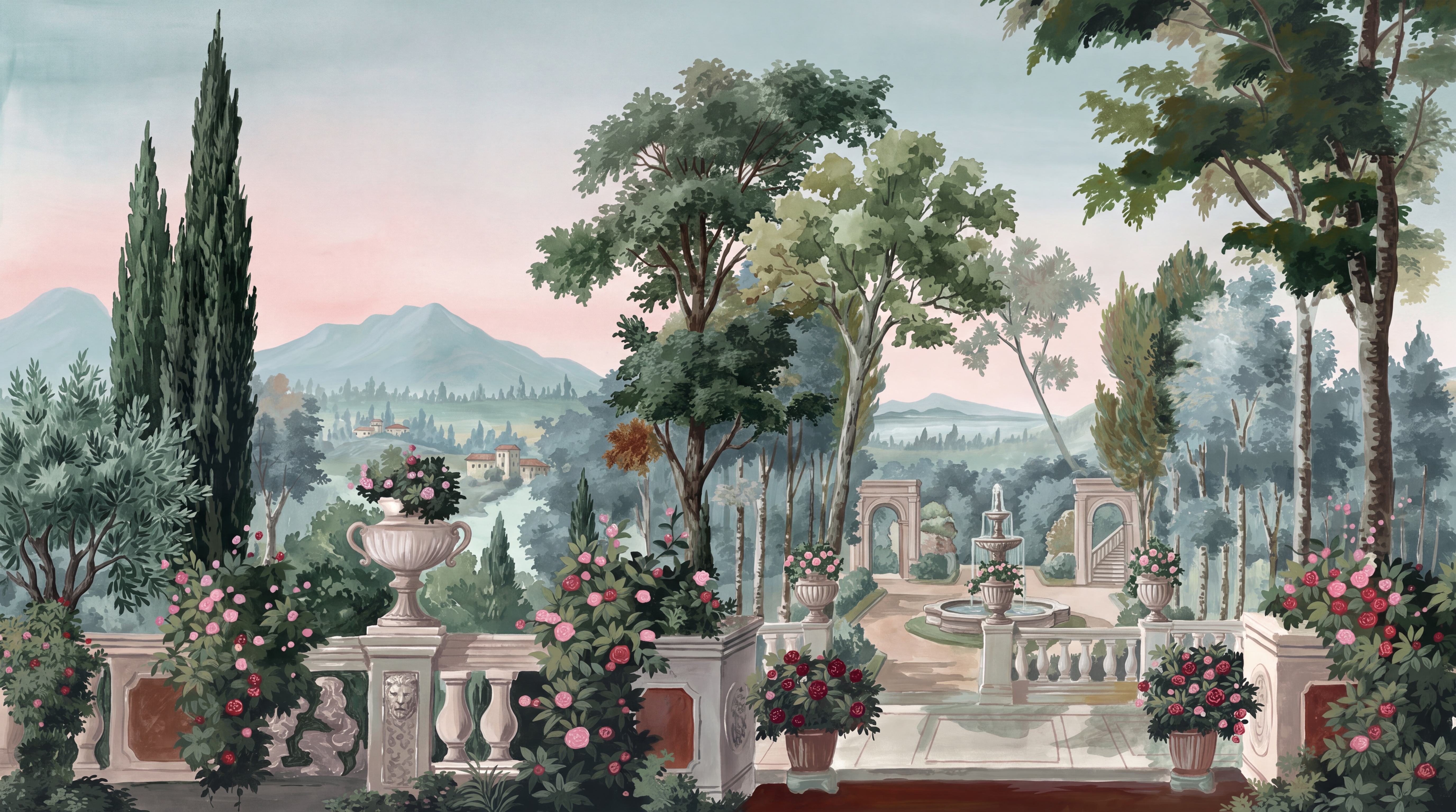 Sage Garden Scenic Wallpaper Mural, Peel-and-stick Finish