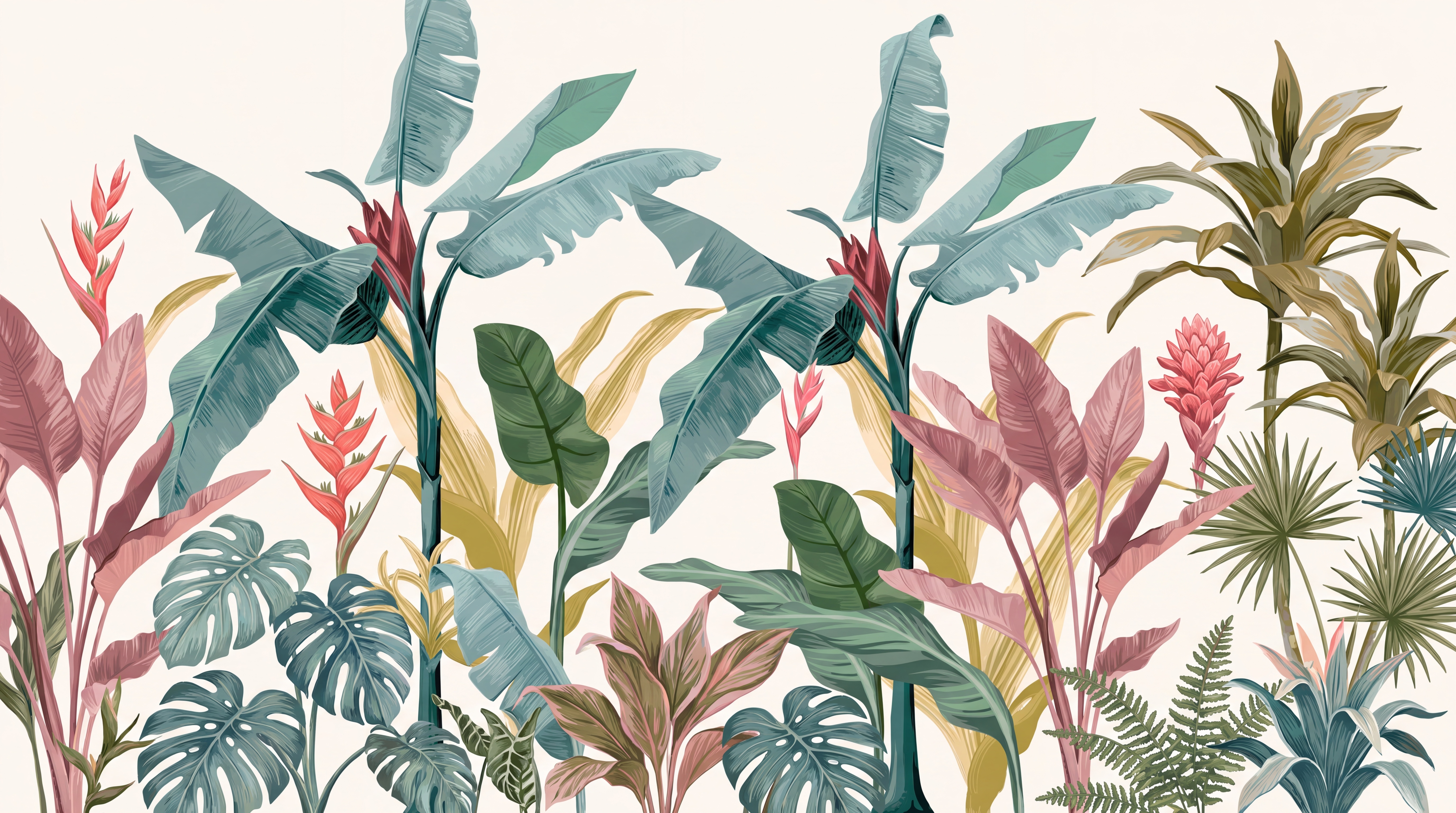 Teal Leaf Botanical Wallpaper Mural, Peel-and-stick Finish