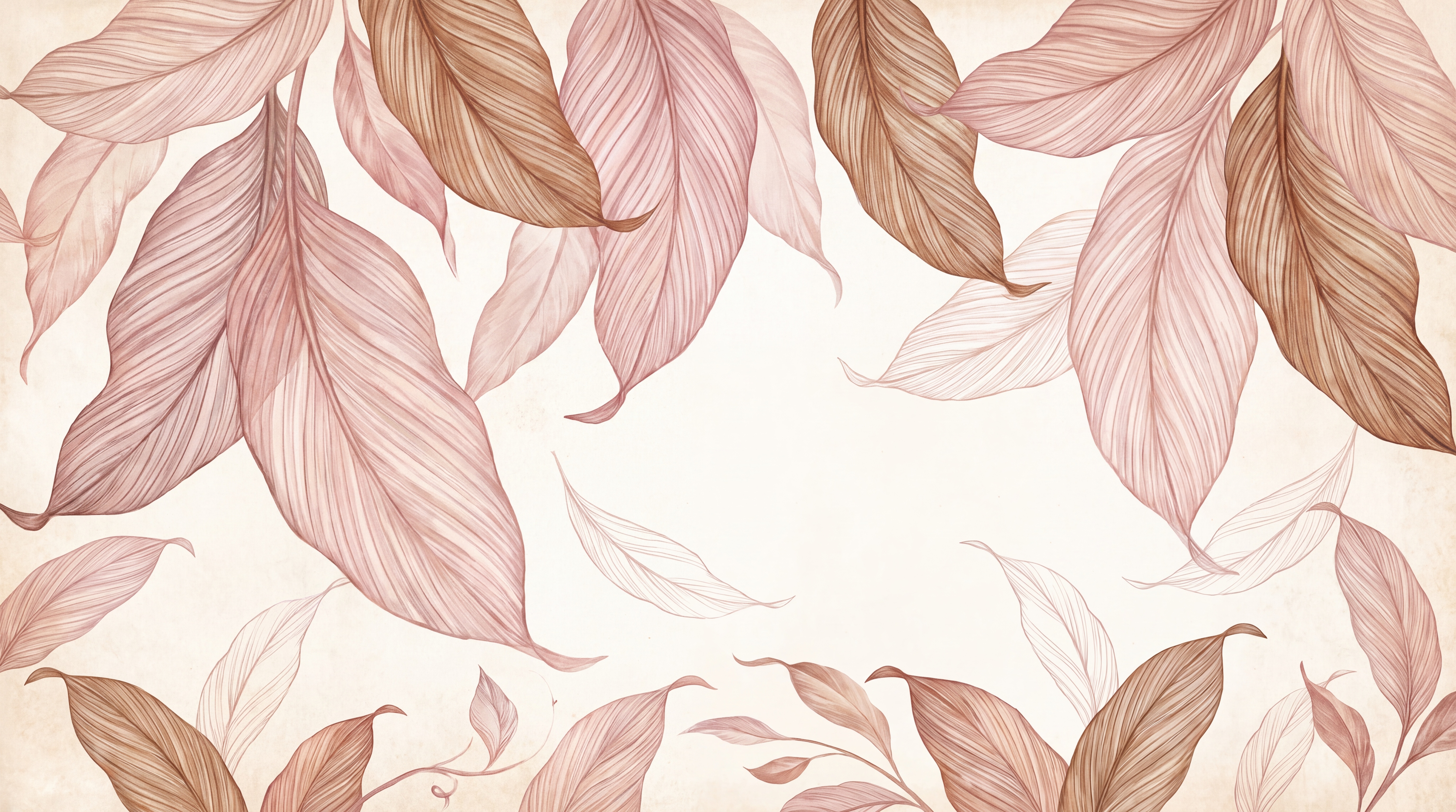 Clay Leaf Botanical Decorative Wallpaper Mural, Peel-and-stick Finish