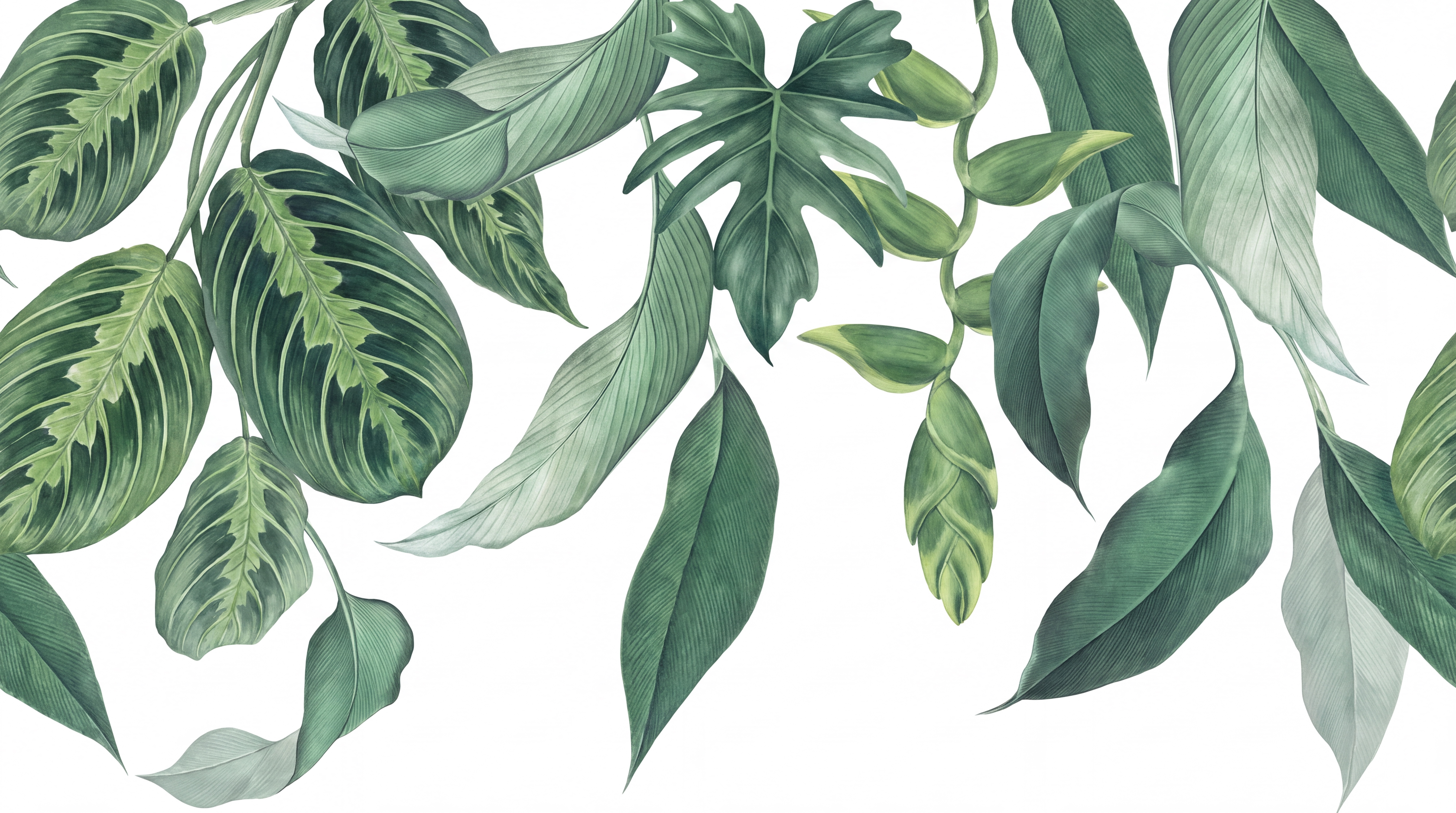 Green Foliage Botanical Wallpaper Mural, Peel-and-stick Finish