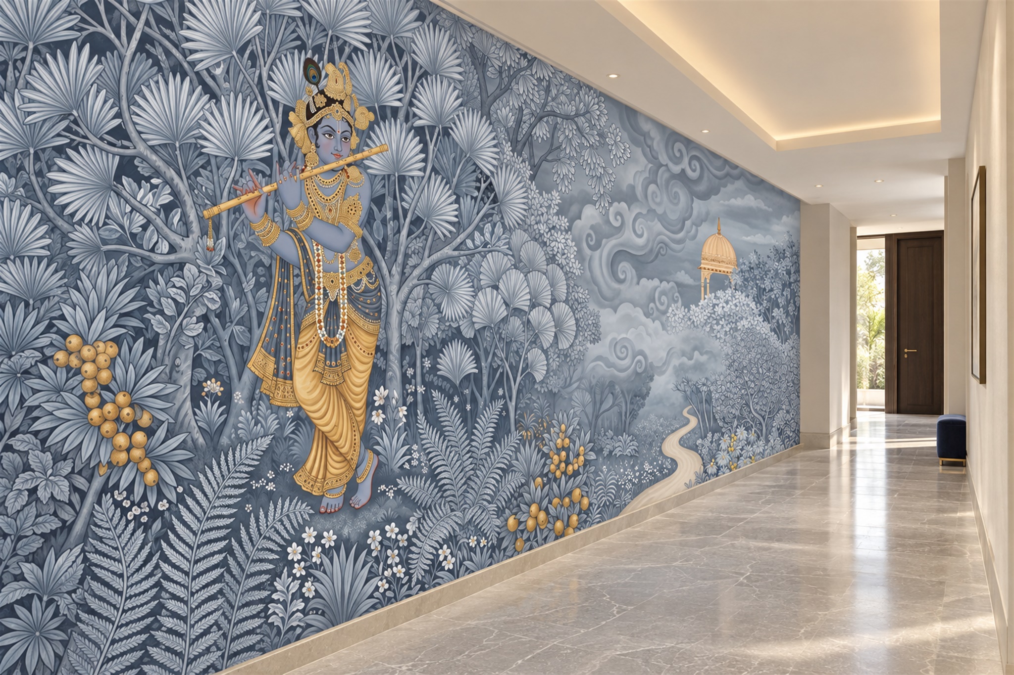 Grey Pattern Decorative Wallpaper Mural Layered Abstract Wallpaper Mural Hallway-wallpaper-murals, Peel-and-stick Finish