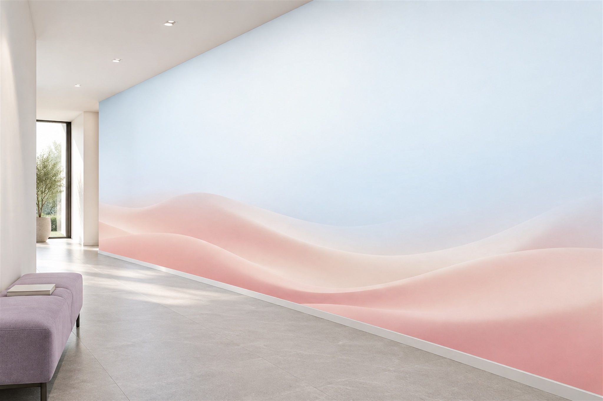 Pink Pattern Decorative Illustrated Wallpaper Mural Hallway-wallpaper-murals, Peel-and-stick Finish