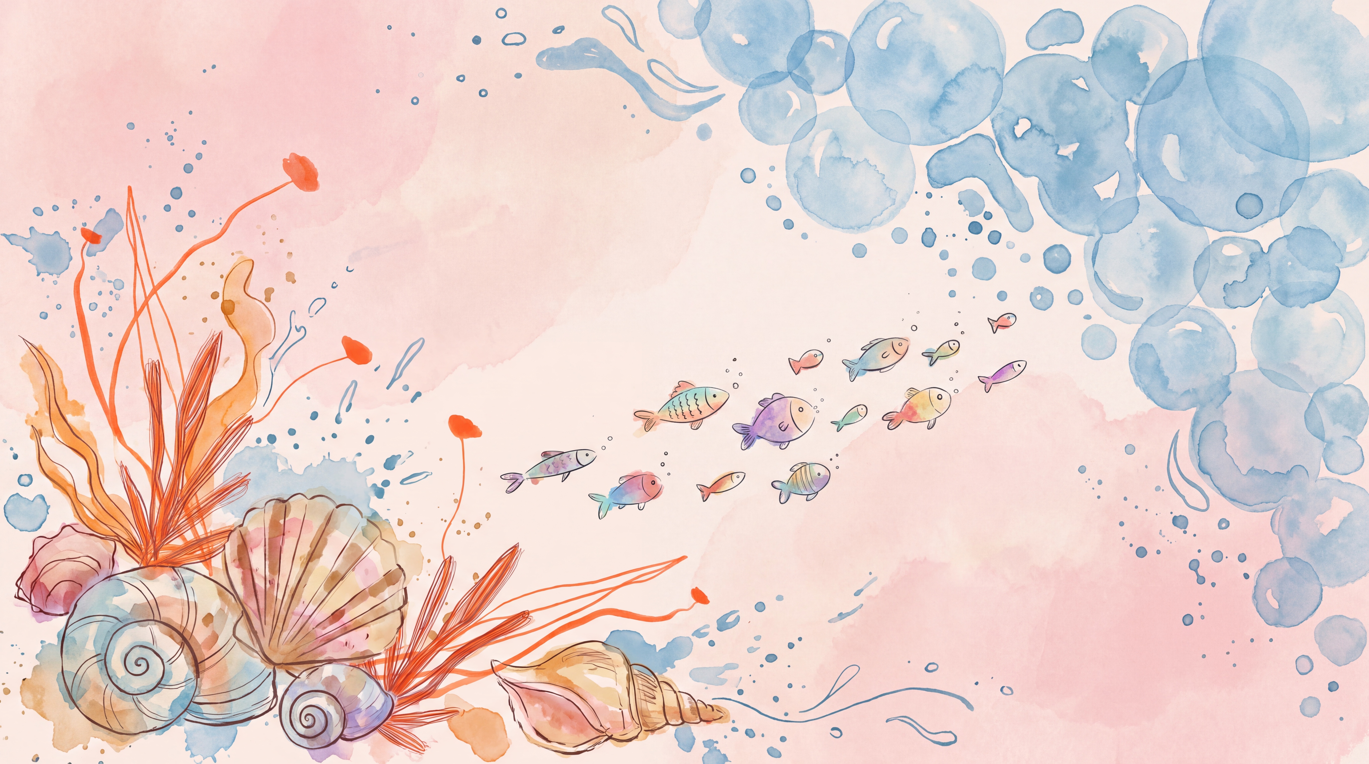 Peach Ocean Scenic Wallpaper Mural, Peel-and-stick Finish