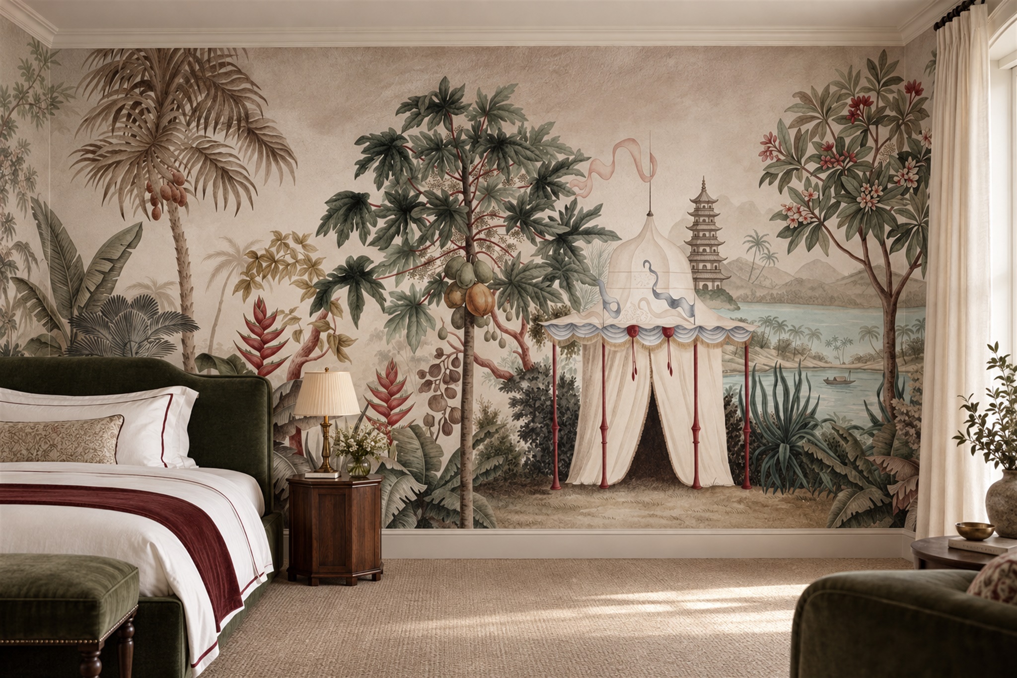 Blush Pattern Decorative Textured Wallpaper Mural Bedroom-wallpaper-murals, Peel-and-stick Finish