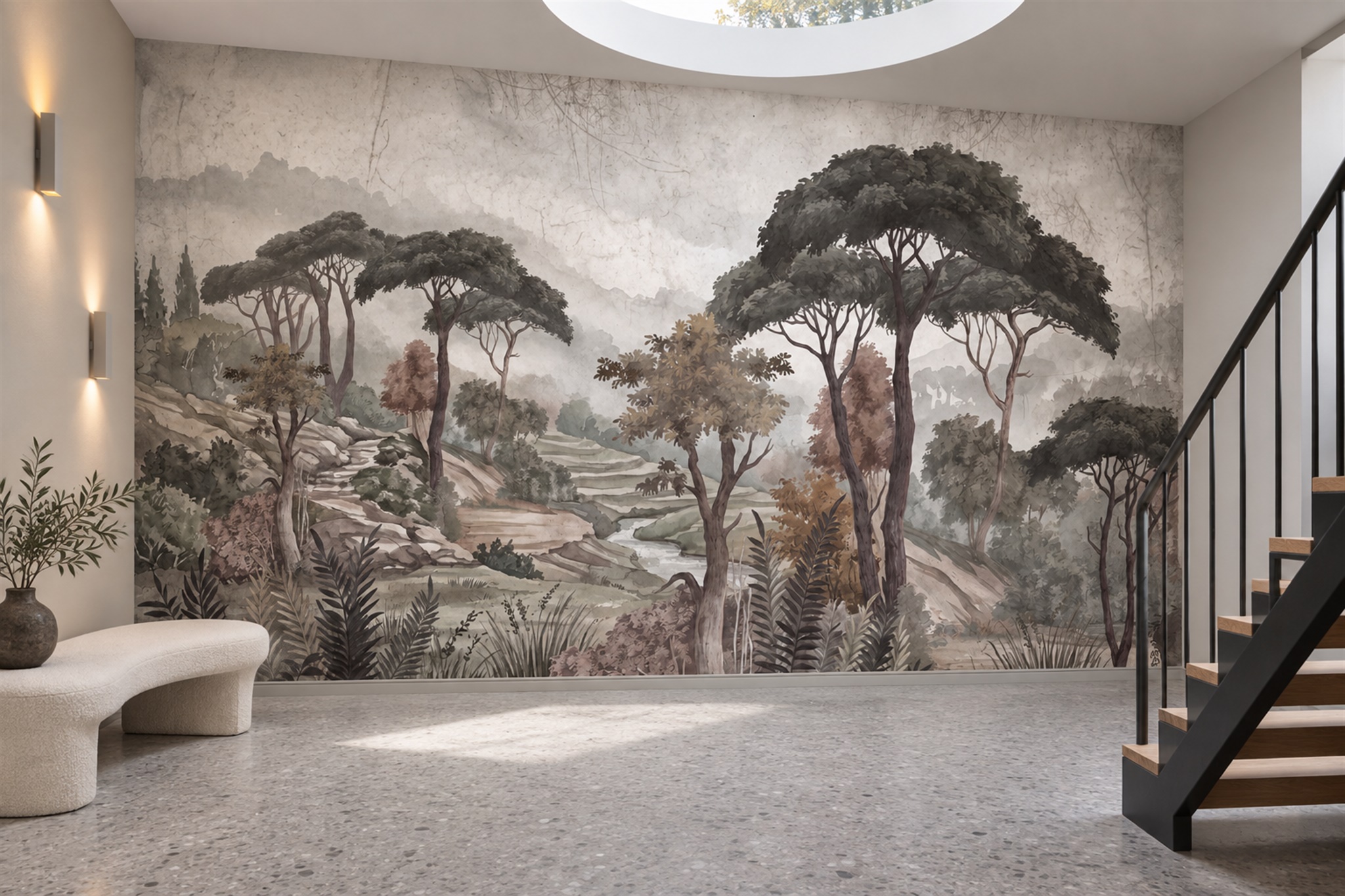 Grey Misty Artful Decorative Wallpaper Mural, Peel-and-stick Finish