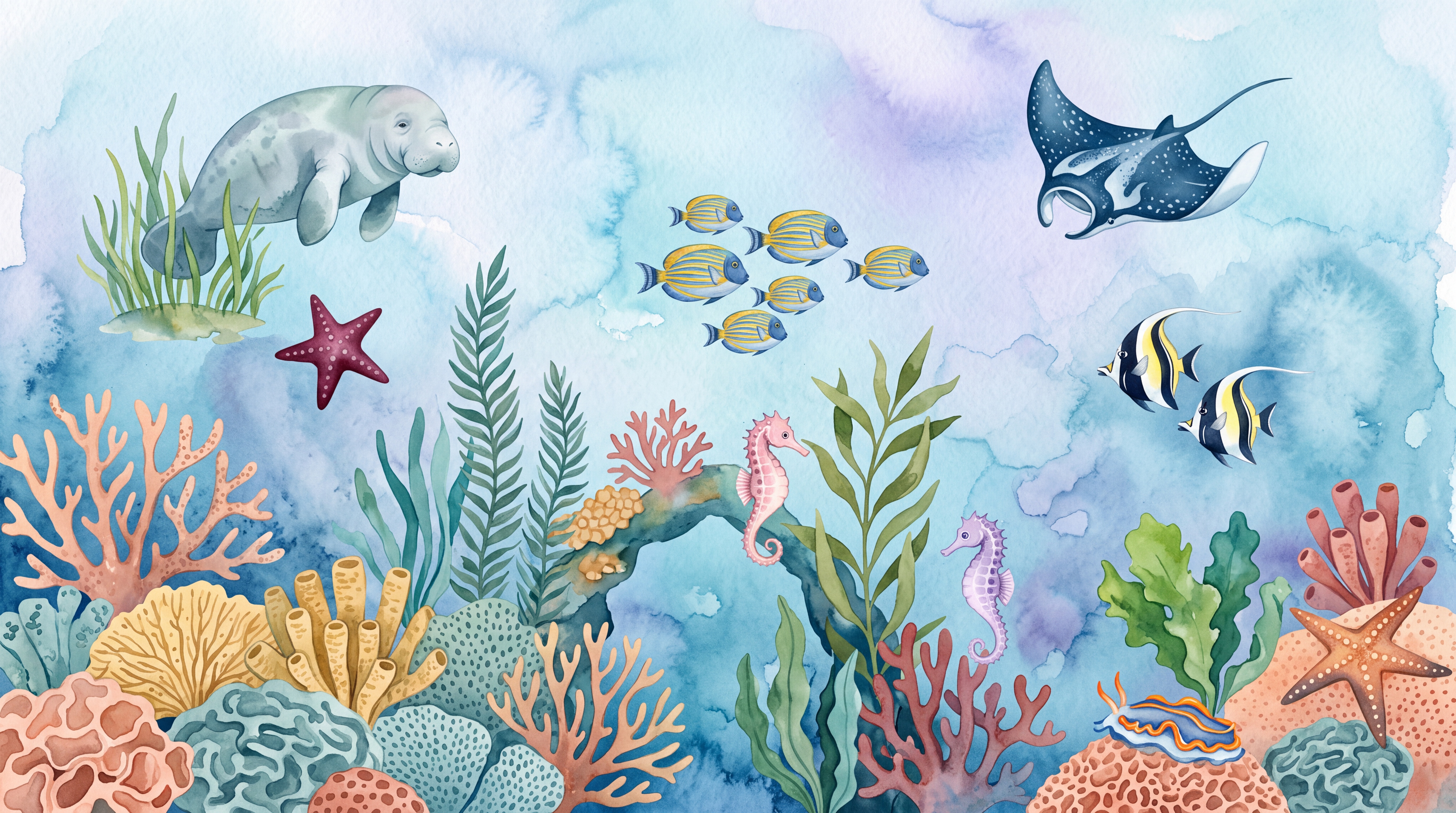 Blue Ocean Scenic Wallpaper Mural, Peel-and-stick Finish
