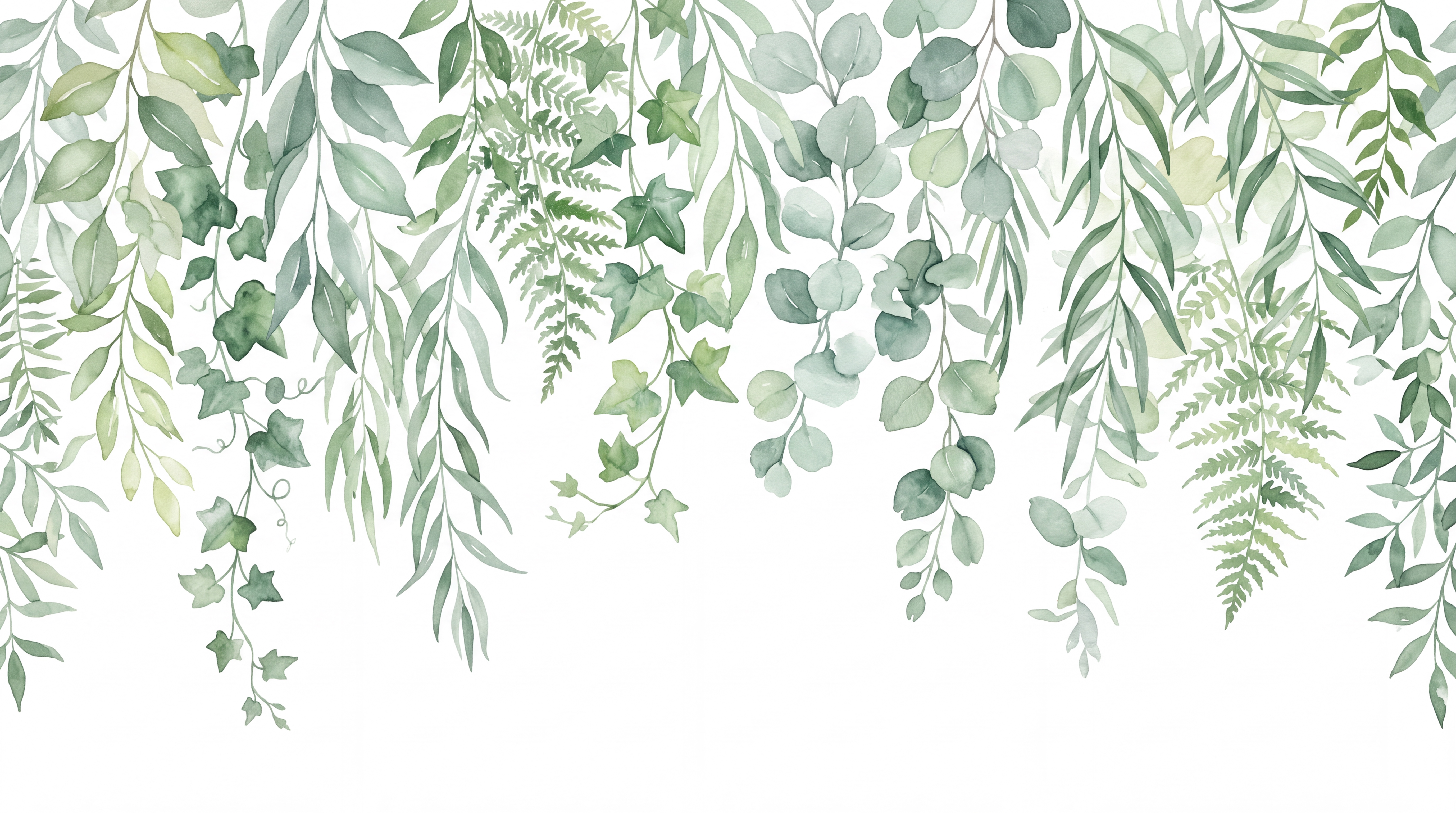 Sage Vine Botanical Wallpaper Mural, Peel-and-stick Finish
