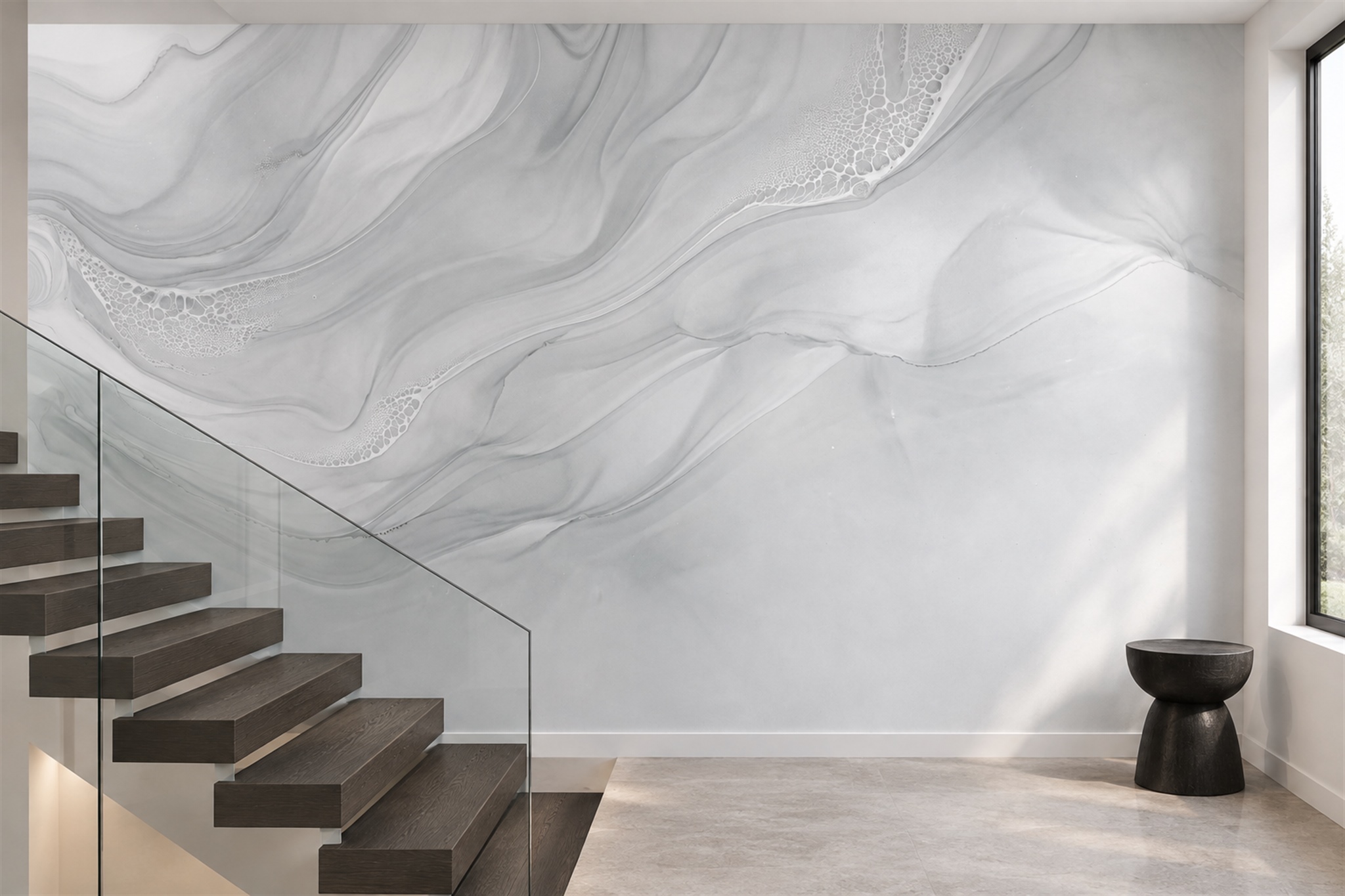 Grey Marble Decorative Wallpaper Mural Feature-wall-wallpaper-murals, Peel-and-stick Finish