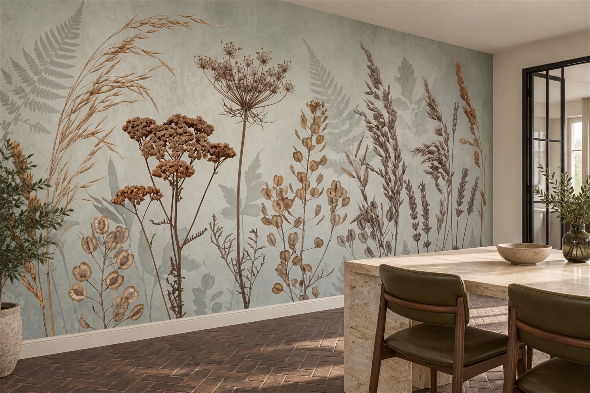 Tan Grasses Artful Wallpaper Mural Home-office-wallpaper-murals, Peel-and-stick Finish