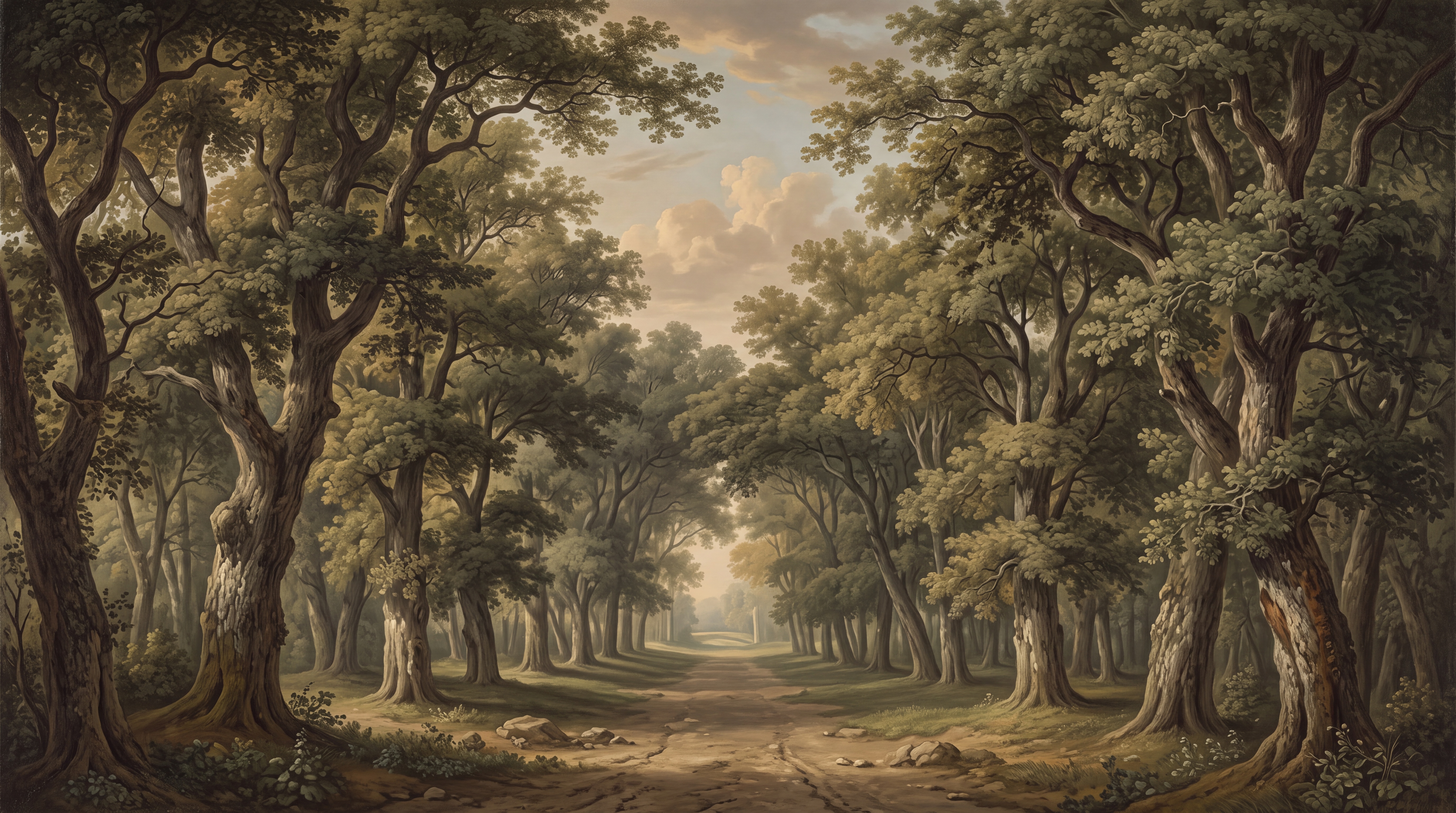 Olive Forest Scenic Wallpaper Mural, Peel-and-stick Finish