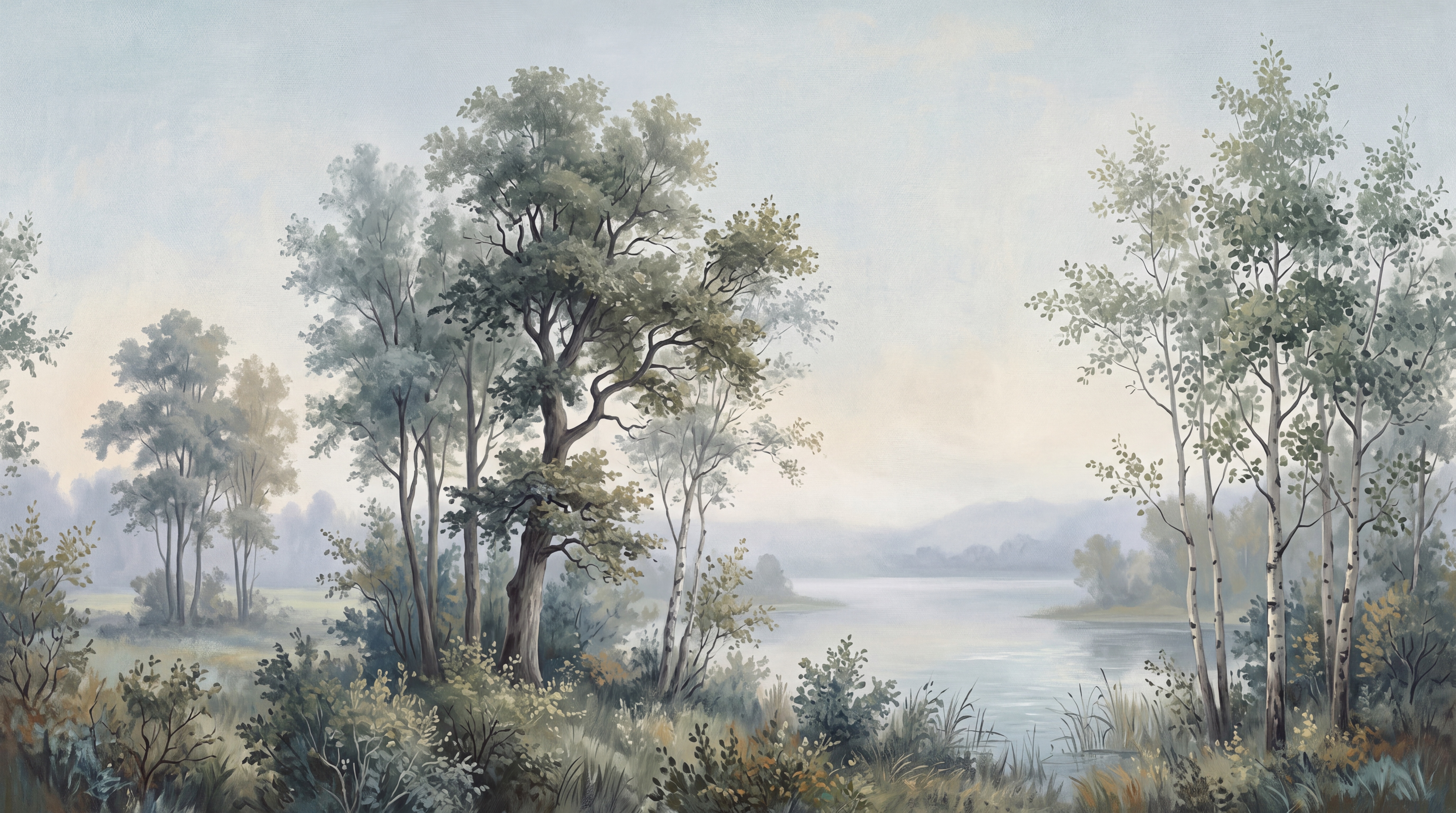 Blue Scenic Scenic Wallpaper Mural, Peel-and-stick Finish