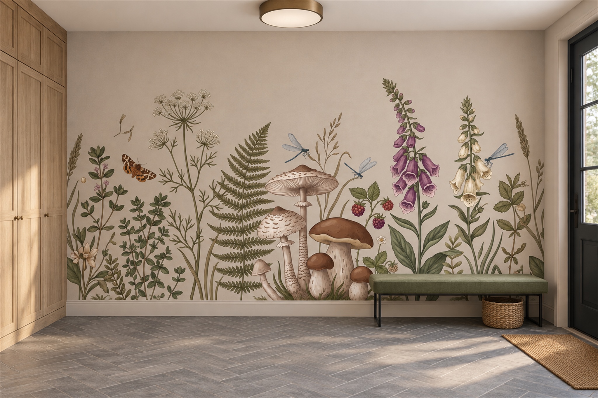 Beige Pattern Decorative Abstract Wallpaper Mural Entryway-wallpaper-murals, Peel-and-stick Finish