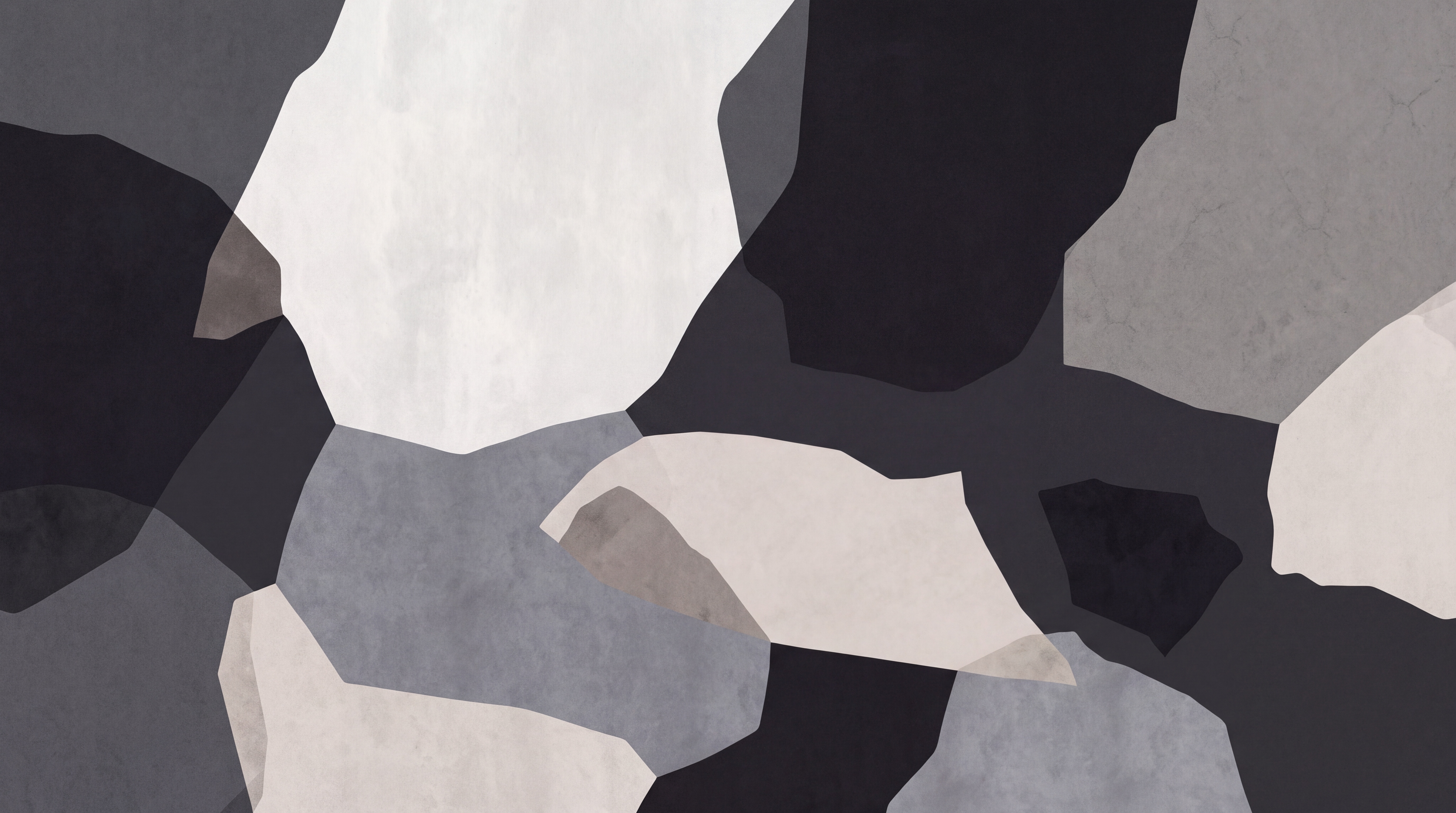 Grey Shaped Abstract Wallpaper Mural, Peel-and-stick Finish