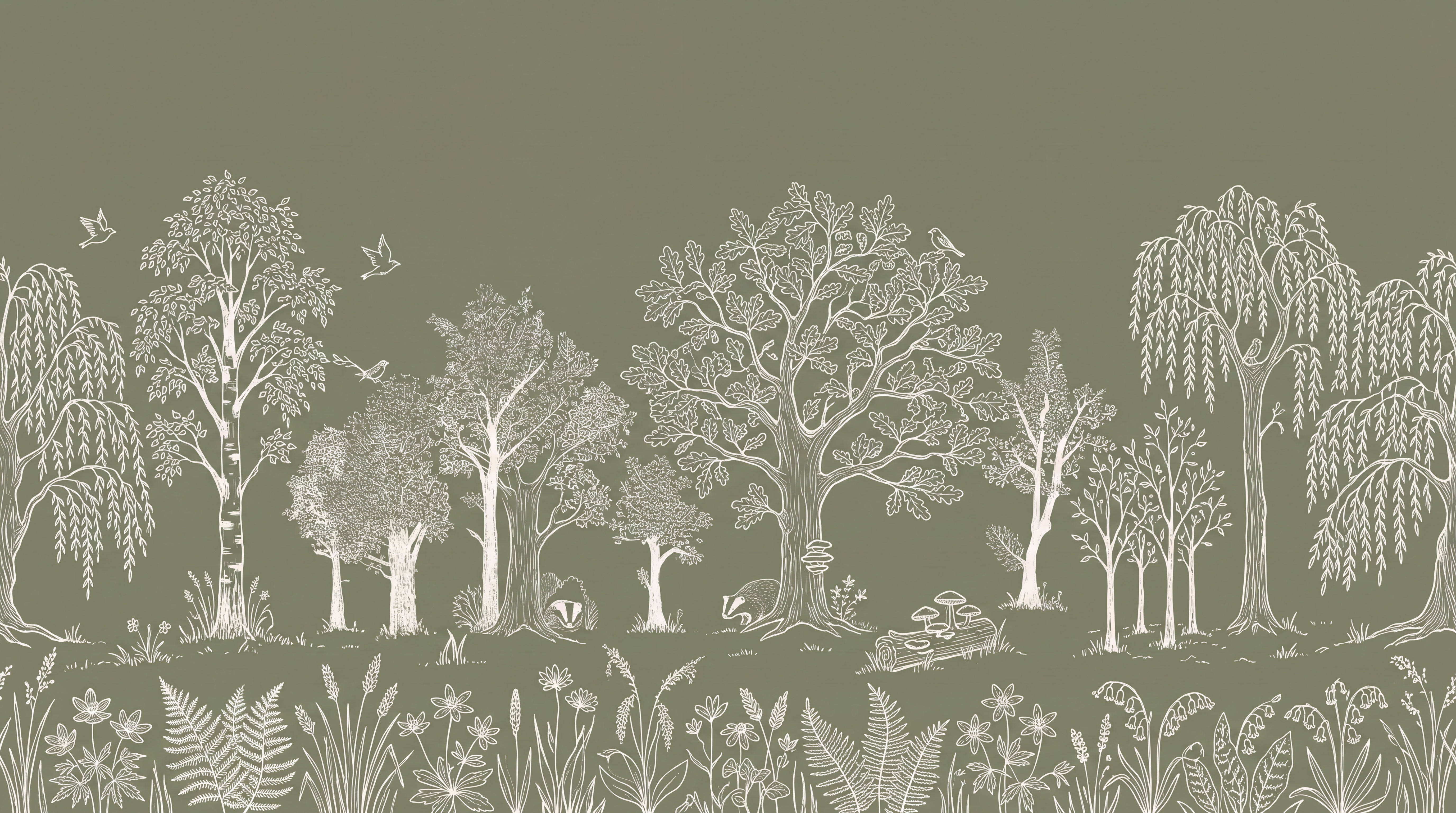 Olive Scenic Scenic Decorative Wallpaper Mural, Peel-and-stick Finish