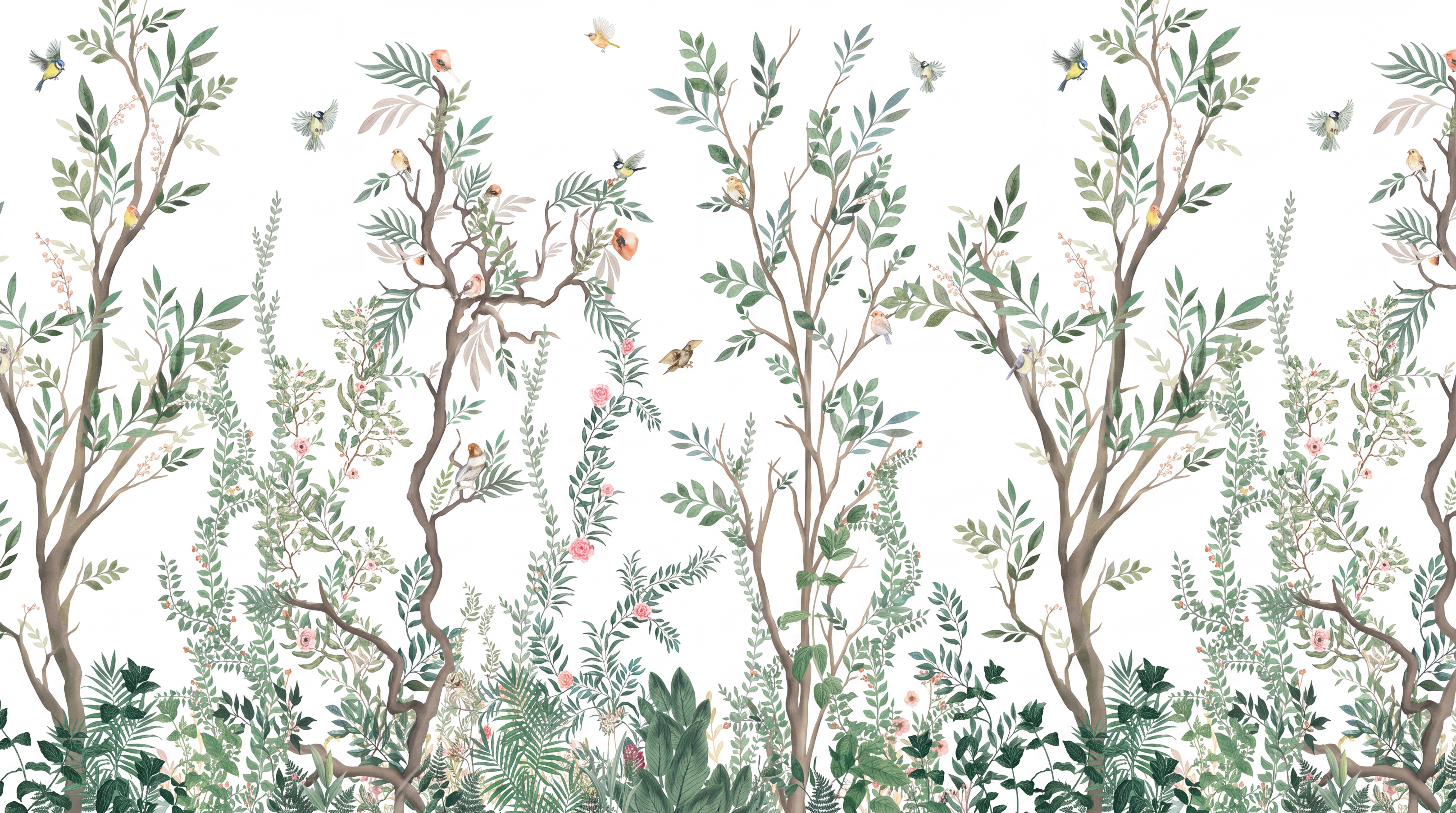 Sage Pattern Decorative Wallpaper Mural Layered Painterly Wallpaper, Peel-and-stick Finish